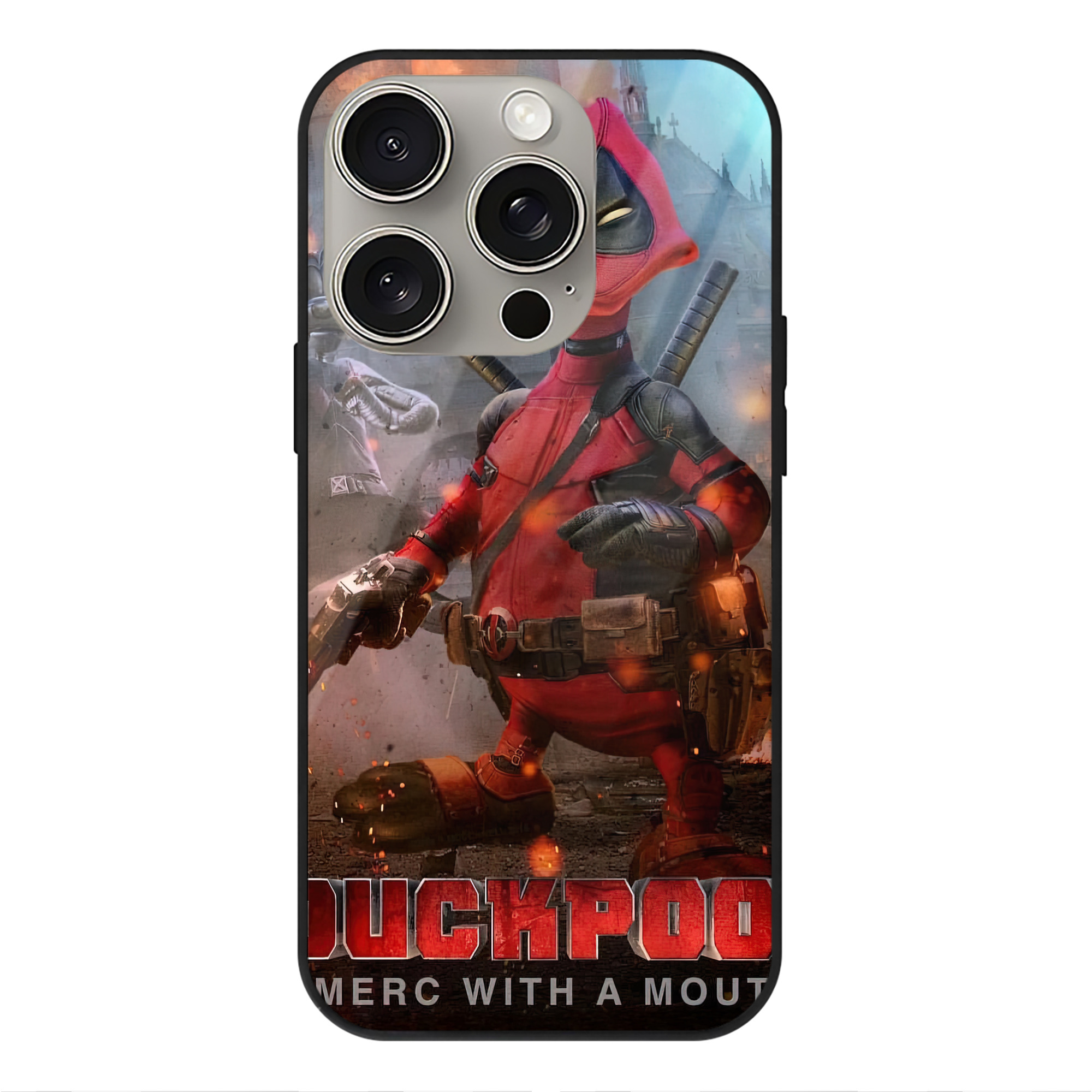 （画像用） Deadpool デッドプール 【iPhone15Pro対応】スマホケース 耐衝撃＆黄変防止 背面ガラス