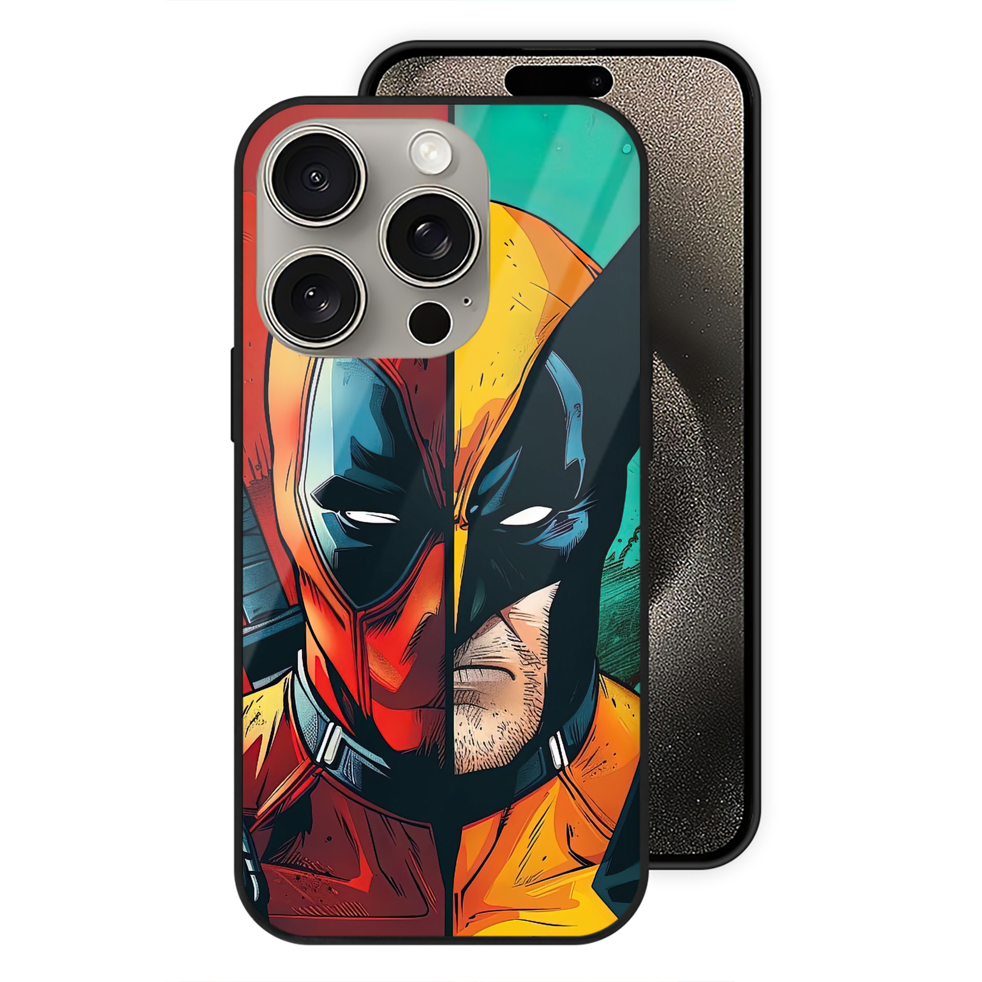 （画像用） Deadpool デッドプール 【iPhone15Pro対応】スマホケース 耐衝撃＆黄変防止 背面ガラス