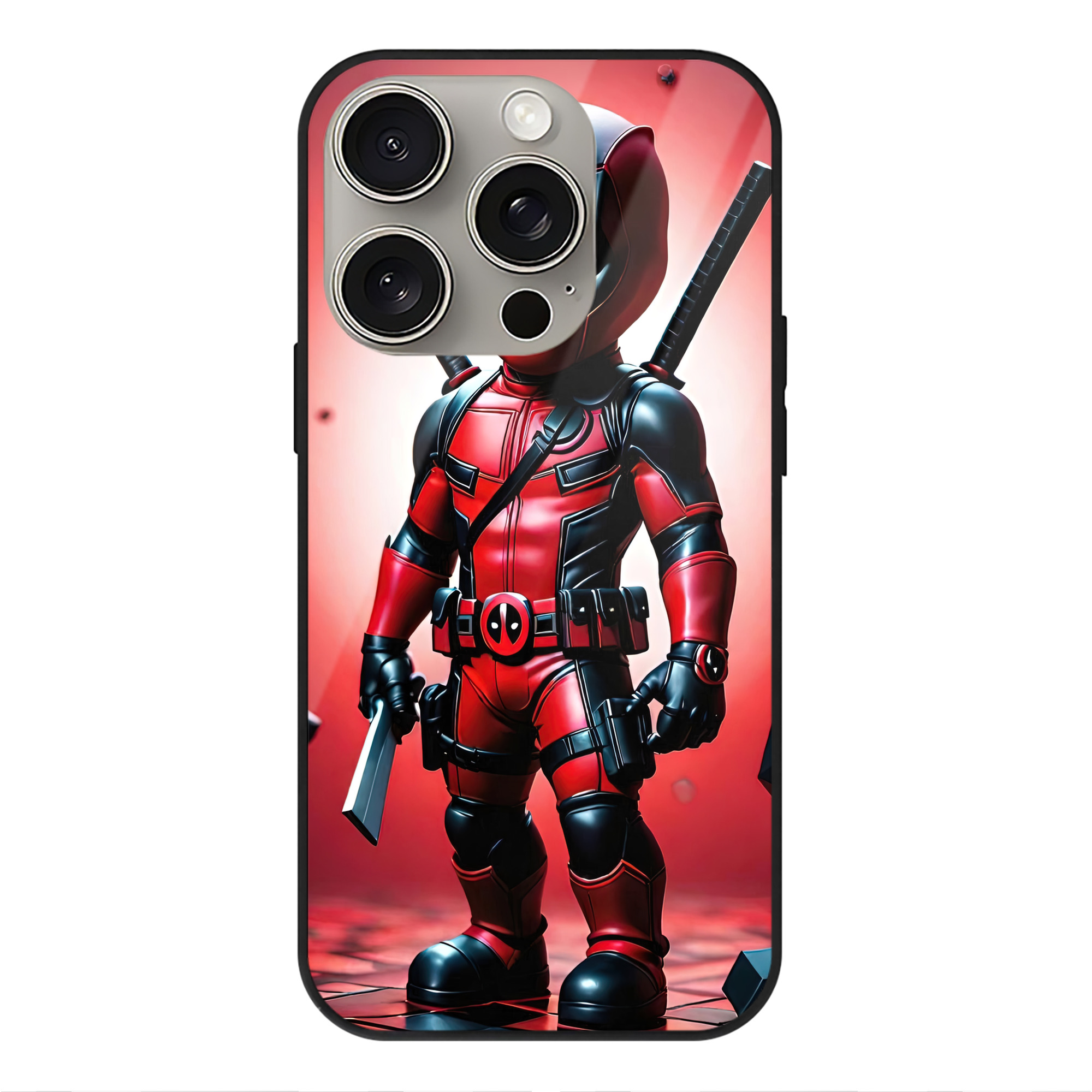 （画像用） Deadpool デッドプール 【iPhone15Pro対応】スマホケース 耐衝撃＆黄変防止 背面ガラス