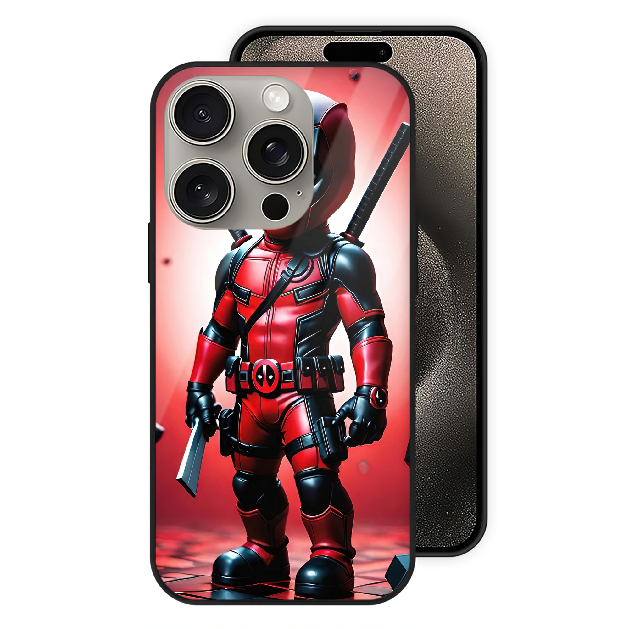 （画像用） Deadpool デッドプール 【iPhone15Pro対応】スマホケース 耐衝撃＆黄変防止 背面ガラス