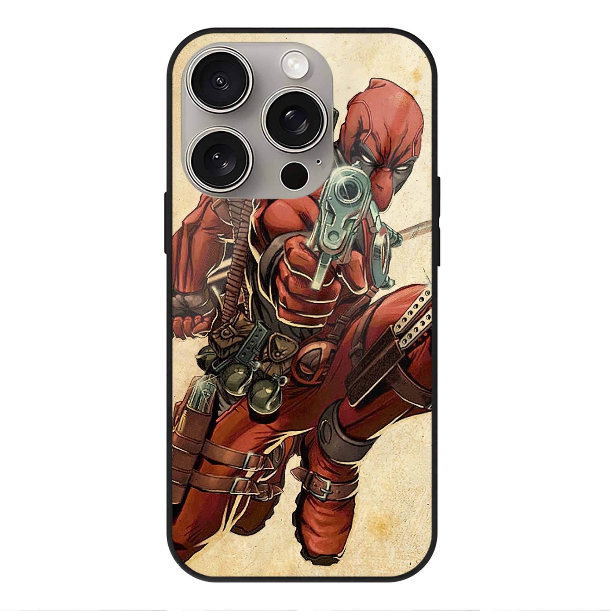 （画像用） Deadpool デッドプール 【iPhone15Pro対応】スマホケース 耐衝撃＆黄変防止 背面ガラス