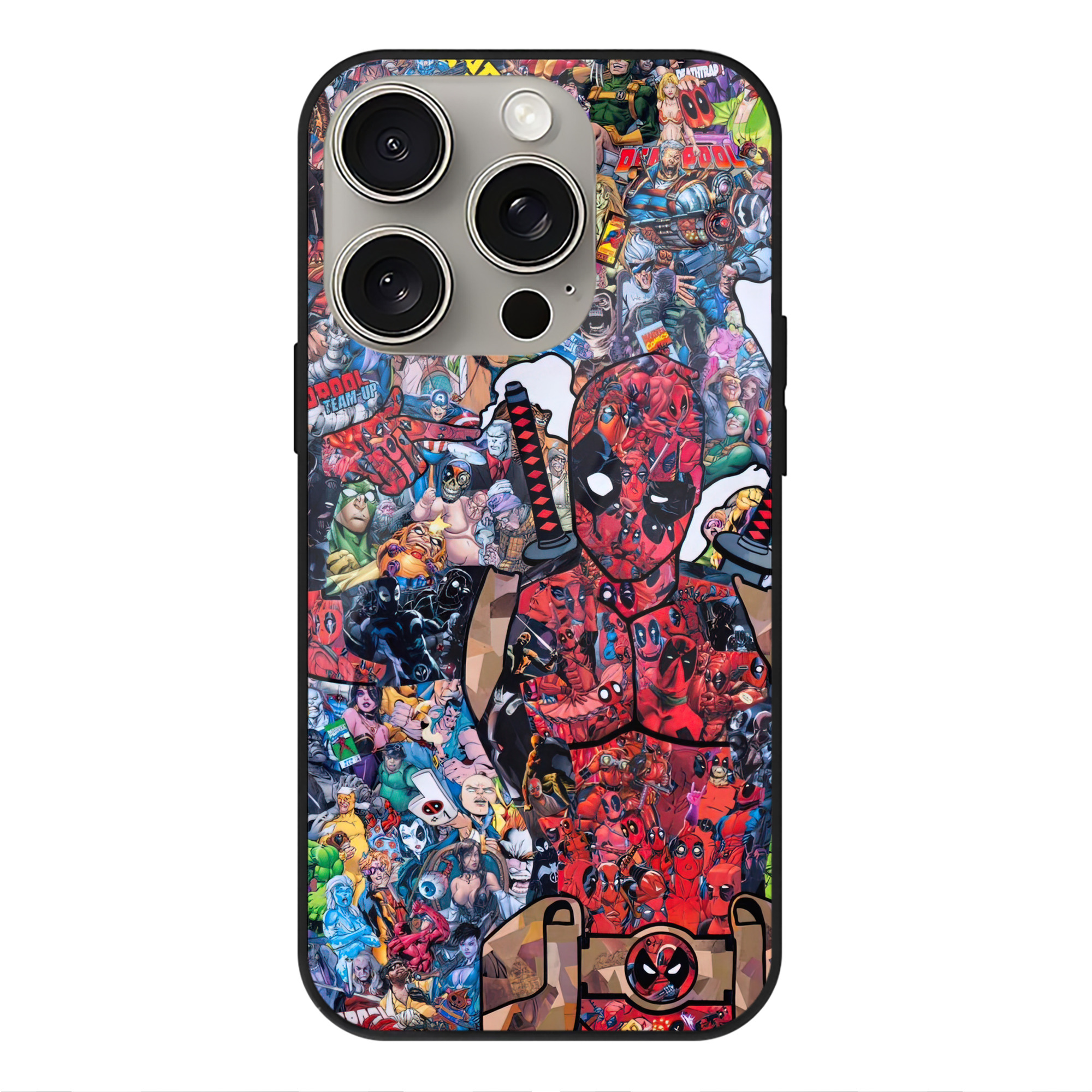（画像用） Deadpool デッドプール 【iPhone15Pro対応】スマホケース 耐衝撃＆黄変防止 背面ガラス