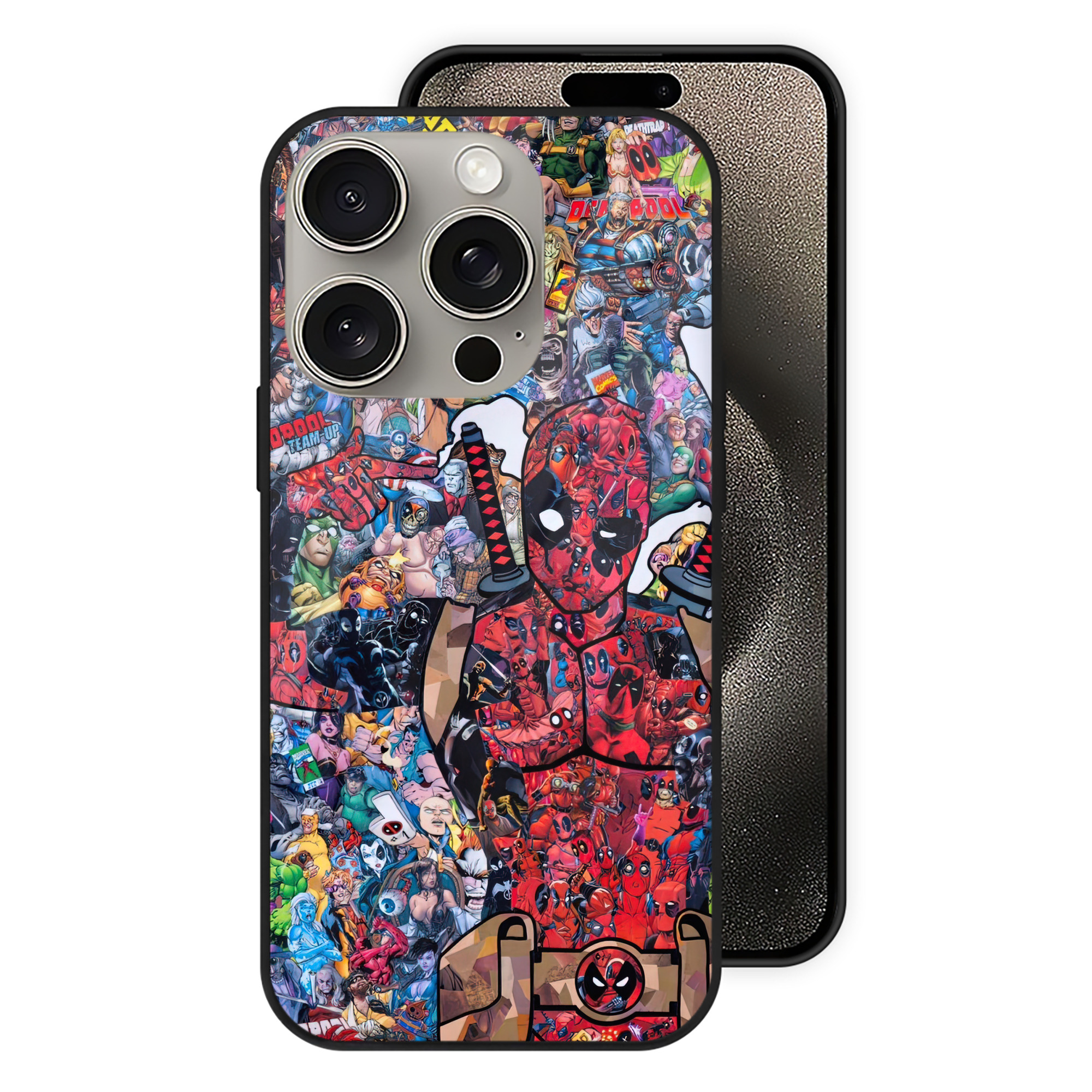（画像用） Deadpool デッドプール 【iPhone15Pro対応】スマホケース 耐衝撃＆黄変防止 背面ガラス