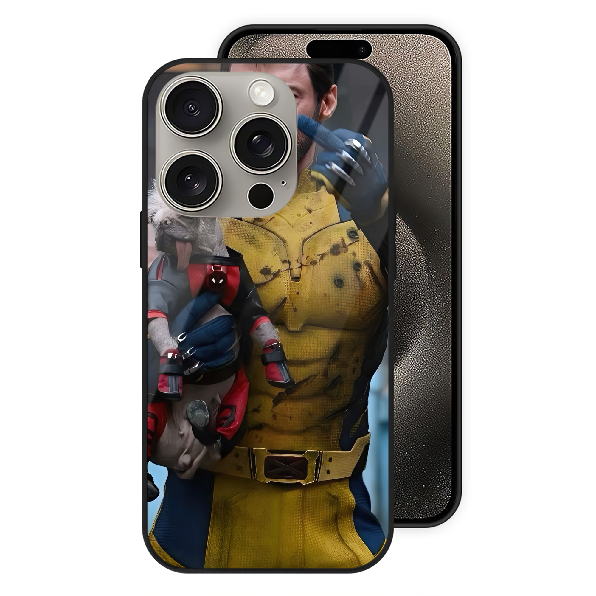 （画像用） Deadpool デッドプール 【iPhone15Pro対応】スマホケース 耐衝撃＆黄変防止 背面ガラス