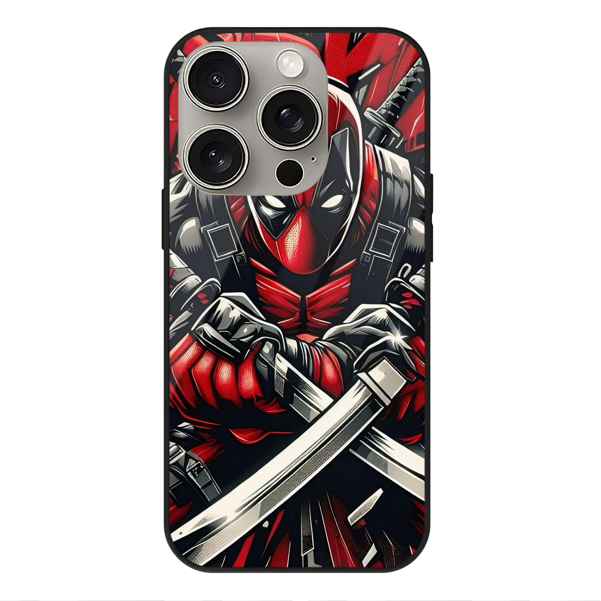 （画像用） Deadpool デッドプール 【iPhone15Pro対応】スマホケース 耐衝撃＆黄変防止 背面ガラス