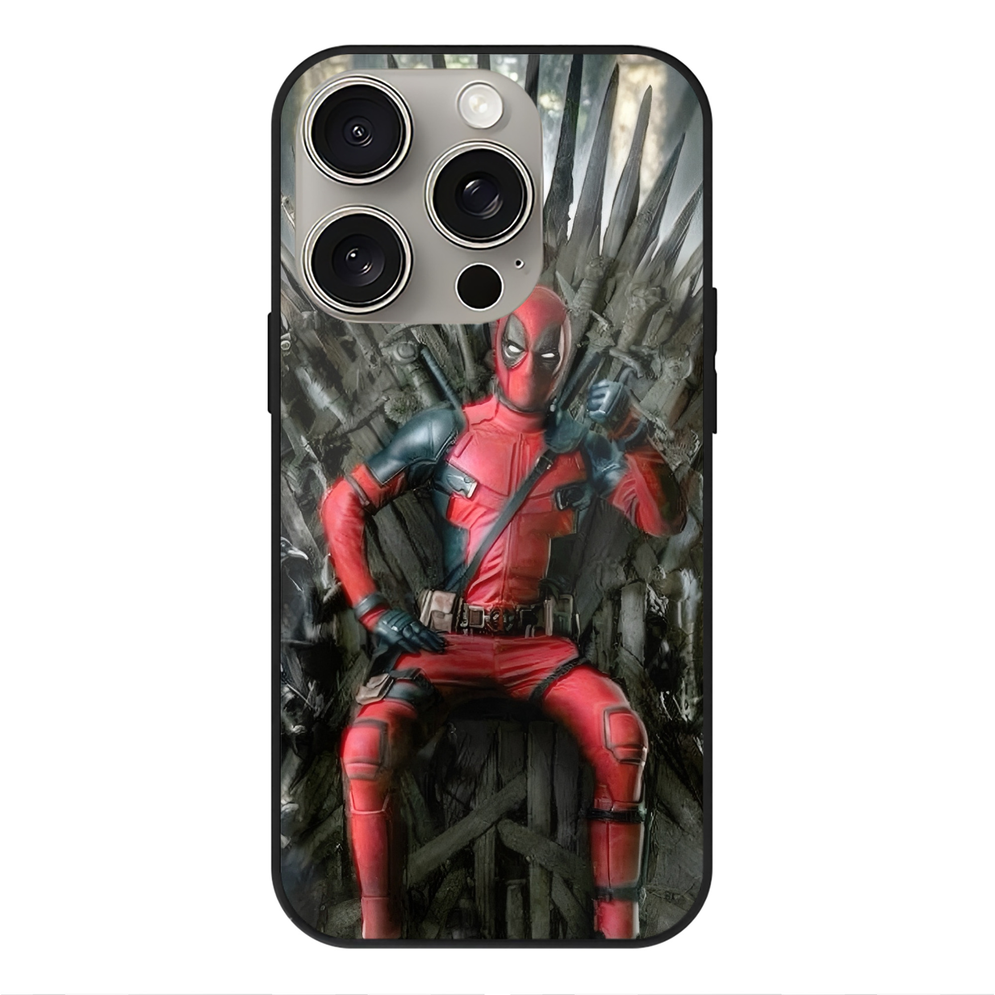 （画像用） Deadpool デッドプール 【iPhone15Pro対応】スマホケース 耐衝撃＆黄変防止 背面ガラス