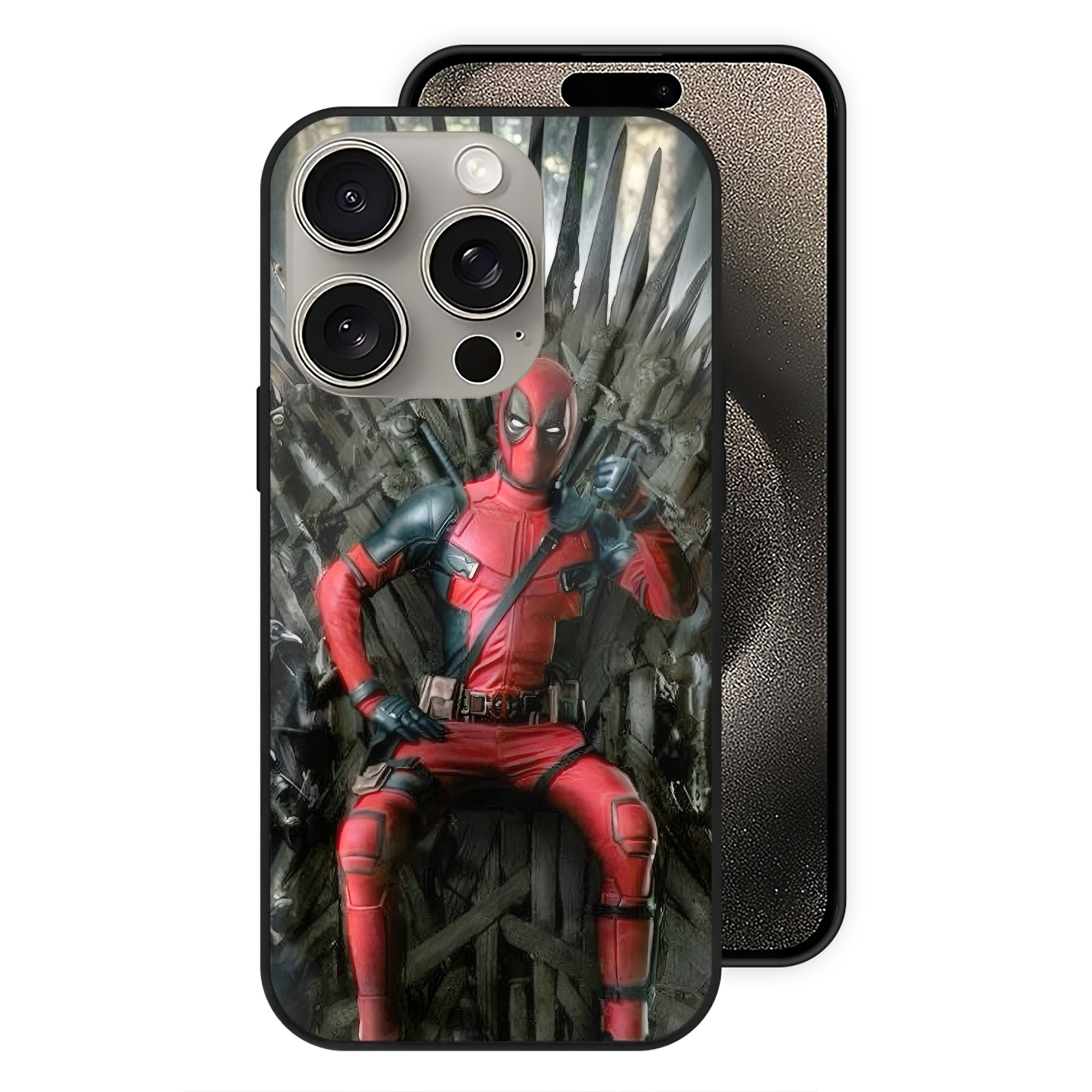 （画像用） Deadpool デッドプール 【iPhone15Pro対応】スマホケース 耐衝撃＆黄変防止 背面ガラス