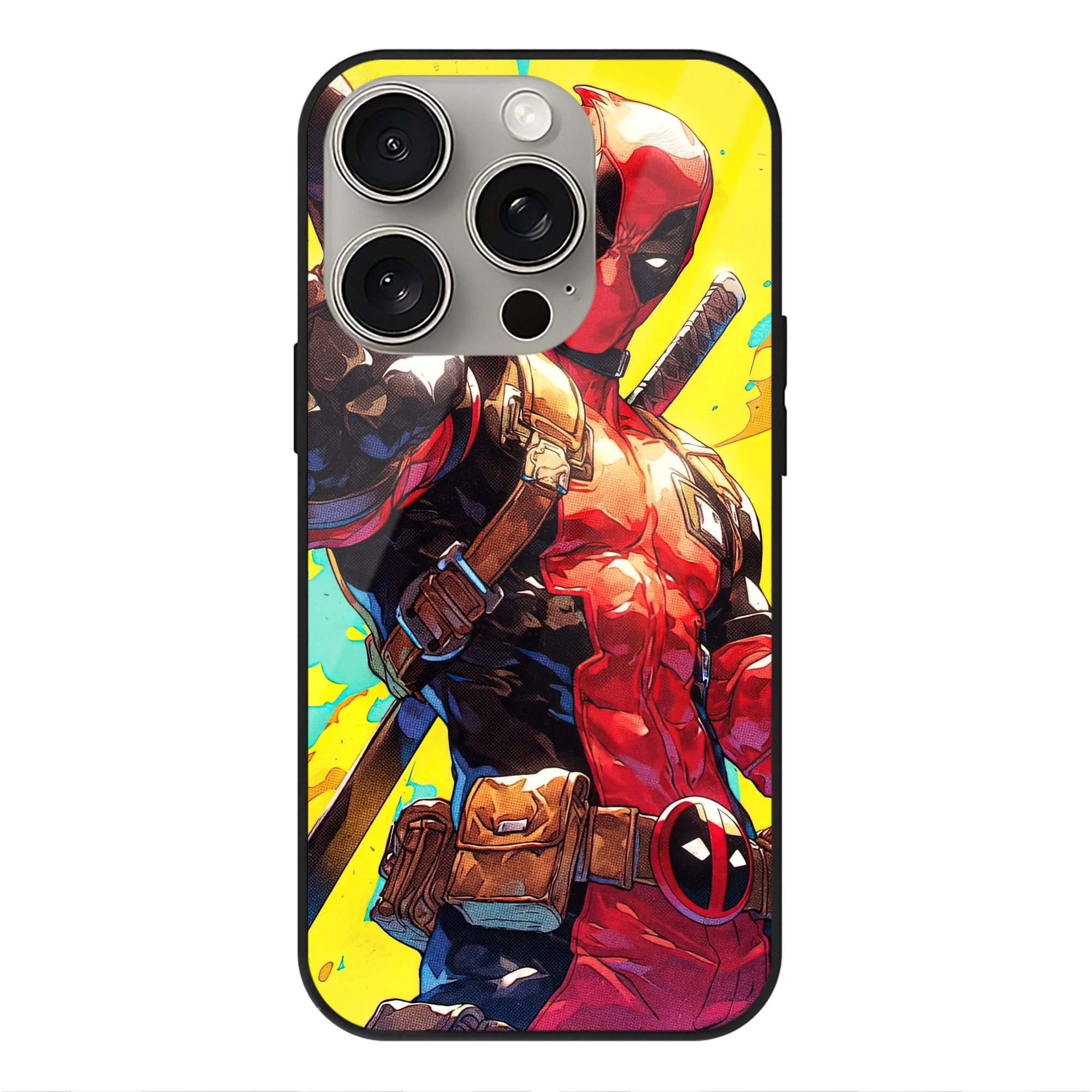 （画像用） Deadpool デッドプール 【iPhone15Pro対応】スマホケース 耐衝撃＆黄変防止 背面ガラス