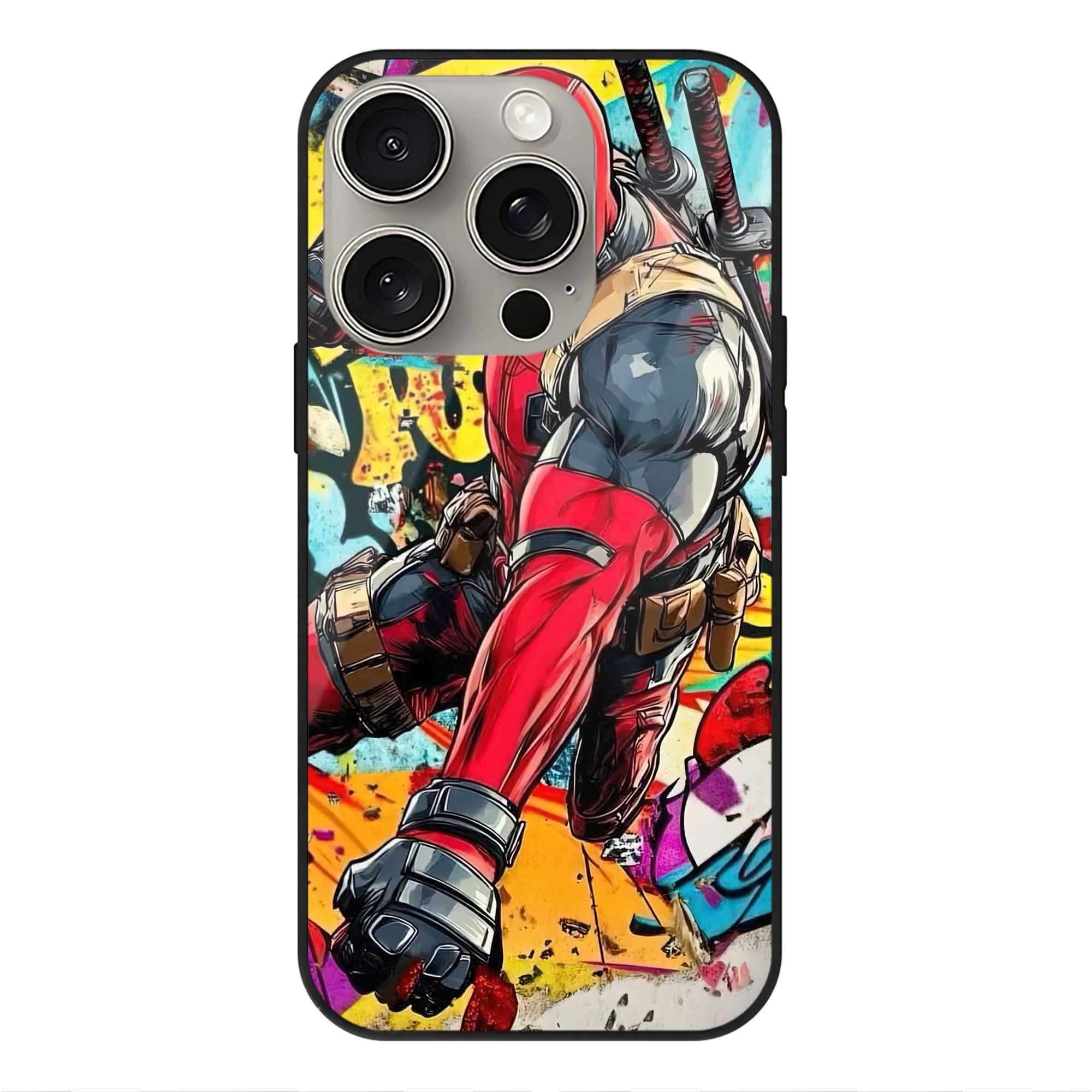 （画像用） Deadpool デッドプール 【iPhone15Pro対応】スマホケース 耐衝撃＆黄変防止 背面ガラス