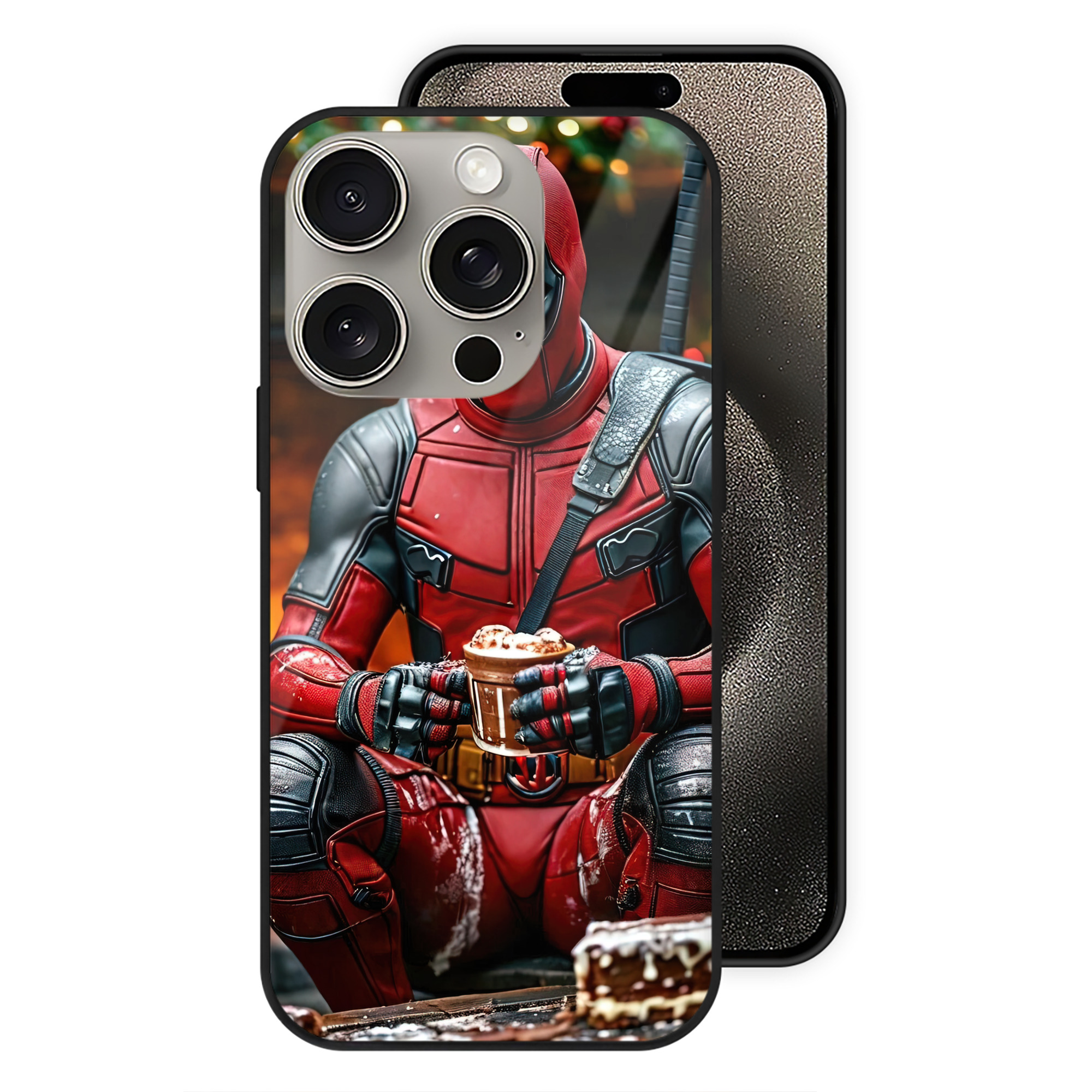 （画像用） Deadpool デッドプール 【iPhone15Pro対応】スマホケース 耐衝撃＆黄変防止 背面ガラス