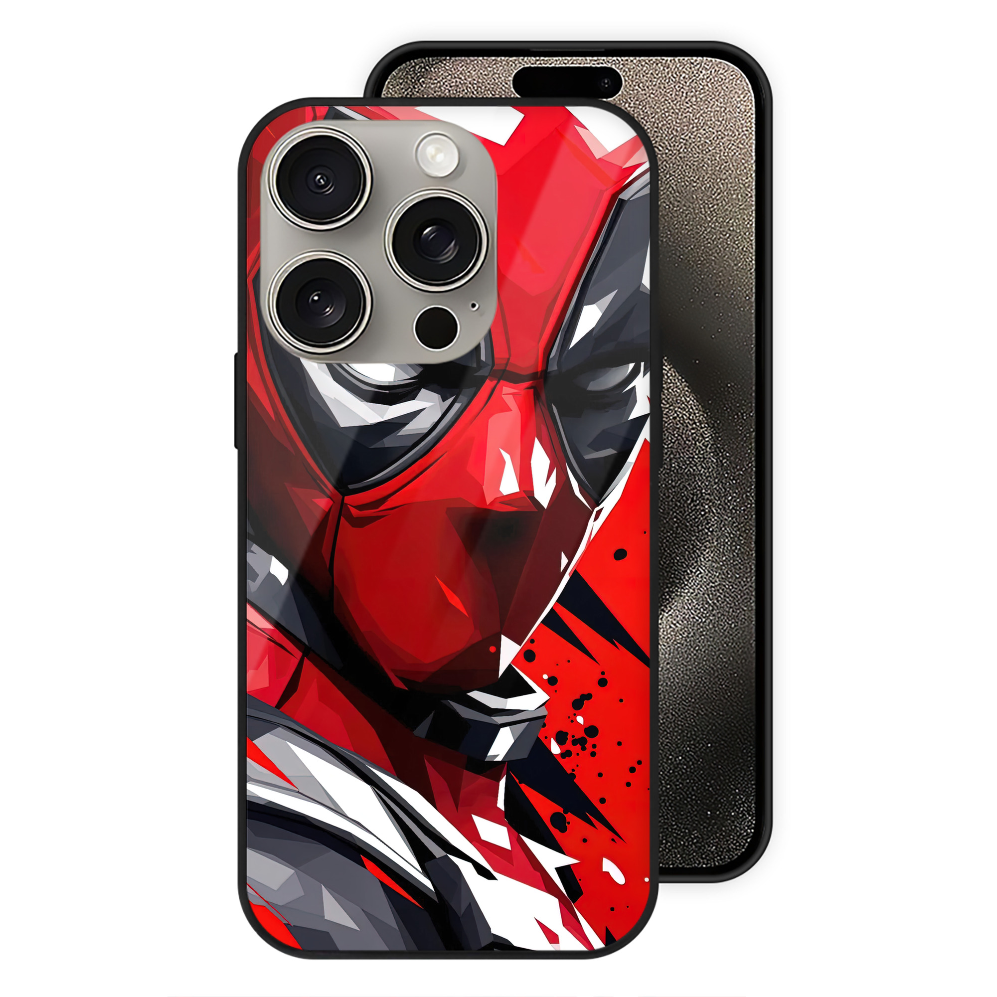 （画像用） Deadpool デッドプール 【iPhone15Pro対応】スマホケース 耐衝撃＆黄変防止 背面ガラス