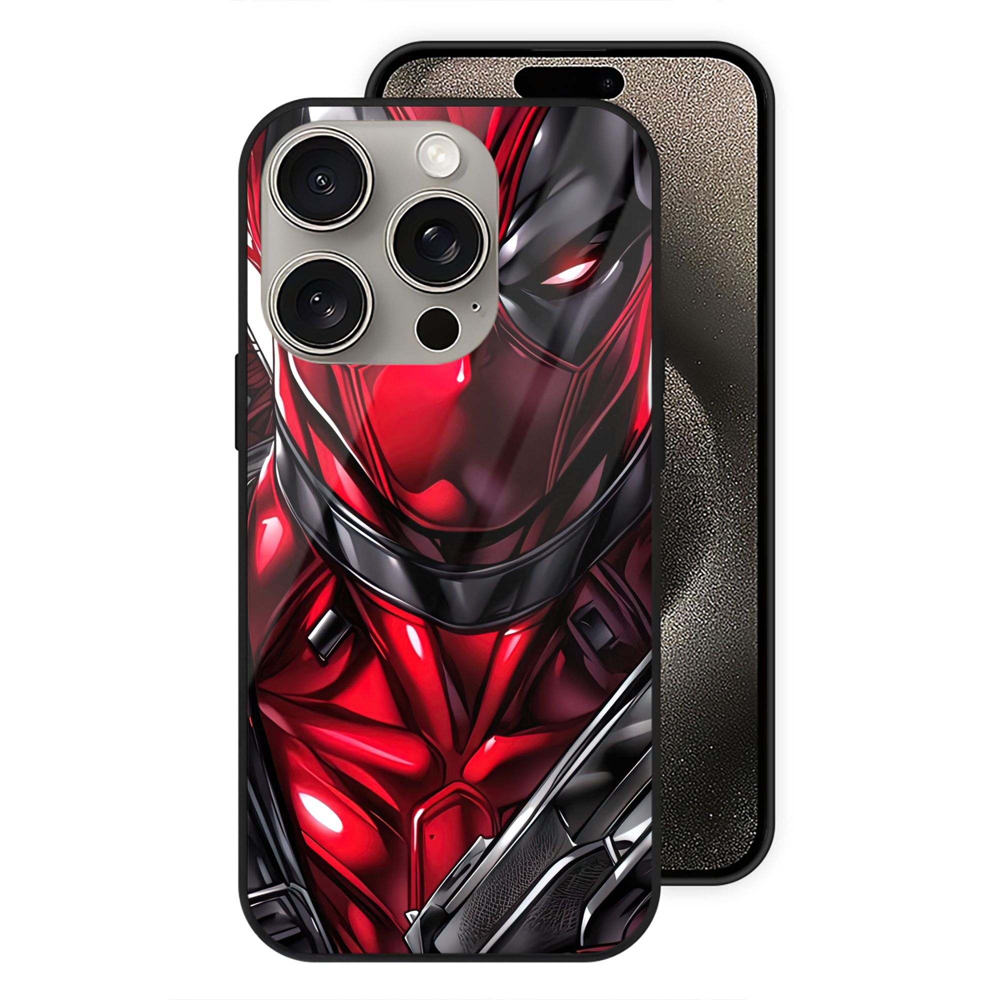（画像用） Deadpool デッドプール 【iPhone15Pro対応】スマホケース 耐衝撃＆黄変防止 背面ガラス