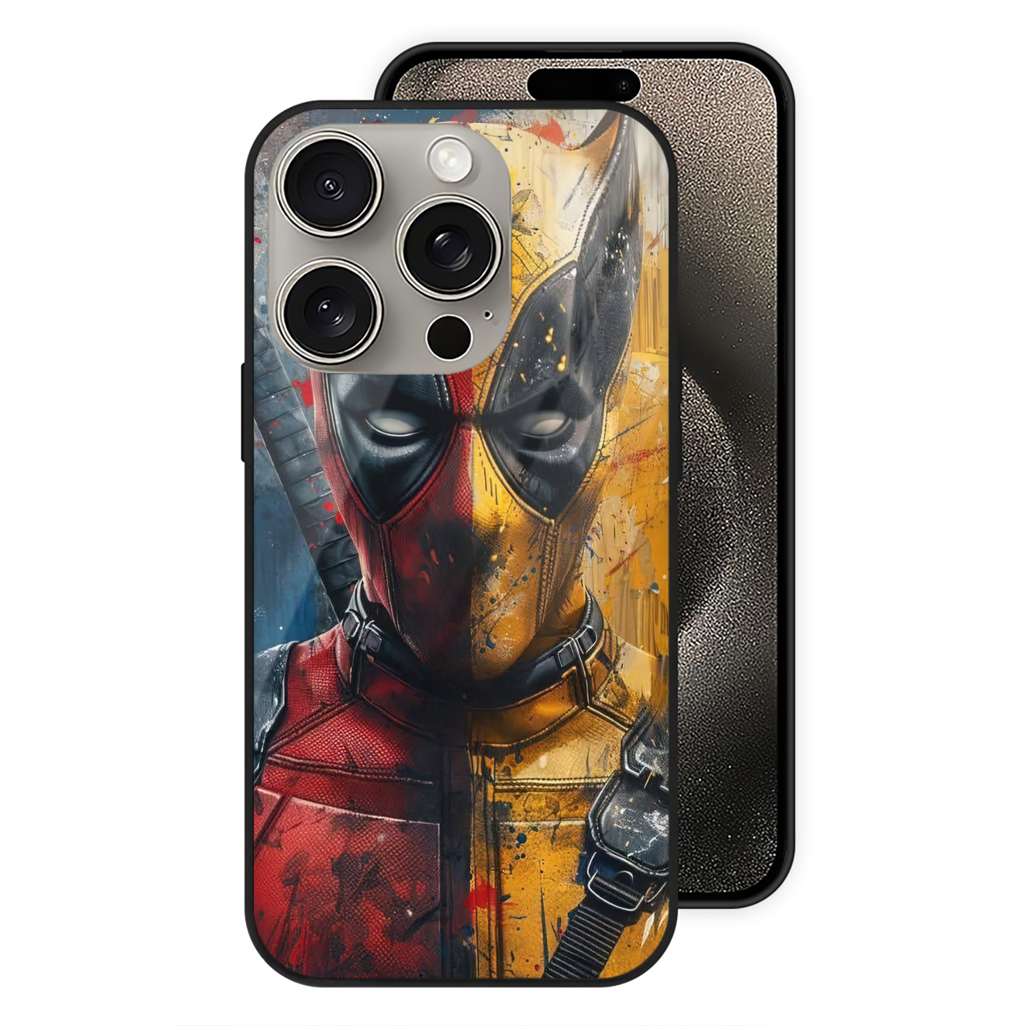 （画像用） Deadpool デッドプール 【iPhone15Pro対応】スマホケース 耐衝撃＆黄変防止 背面ガラス