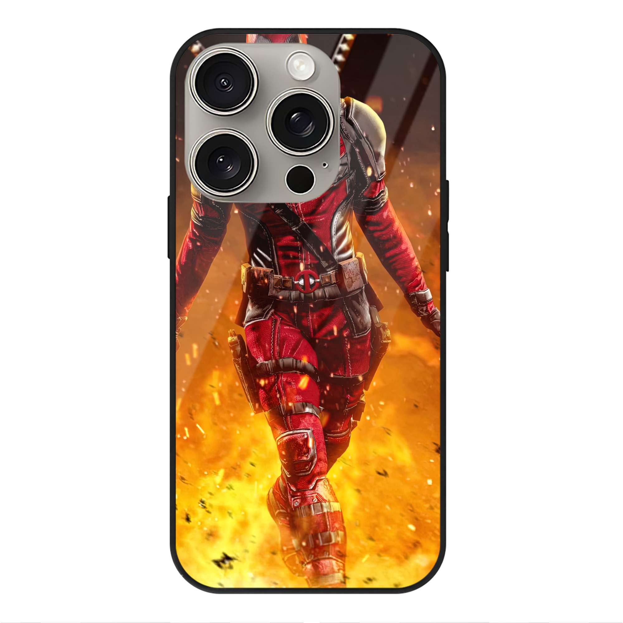 （画像用） Deadpool デッドプール 【iPhone15Pro対応】スマホケース 耐衝撃＆黄変防止 背面ガラス