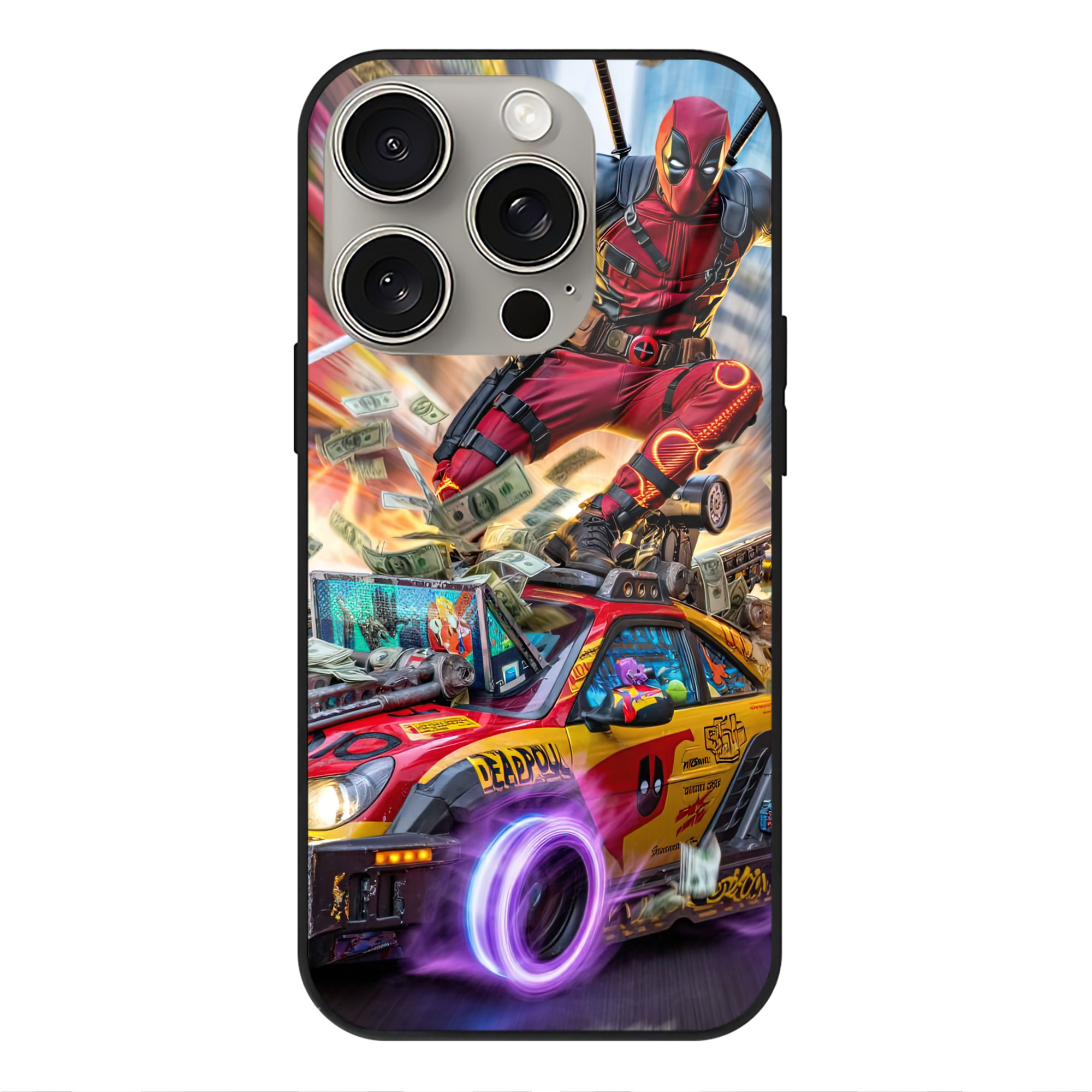 （画像用） Deadpool デッドプール 【iPhone15Pro対応】スマホケース 耐衝撃＆黄変防止 背面ガラス