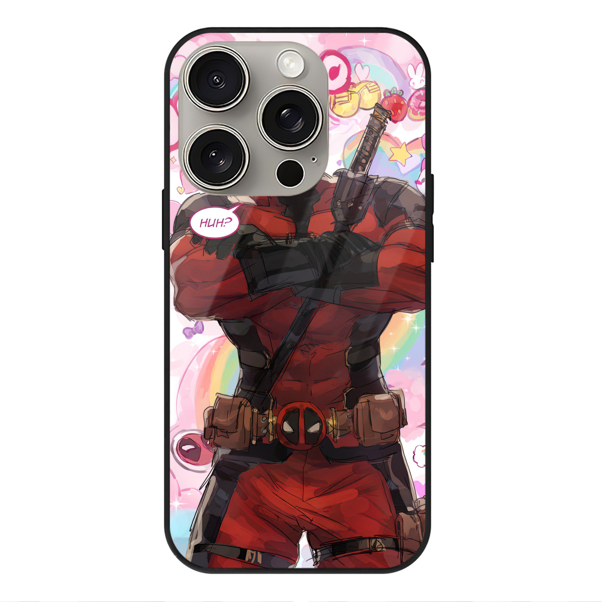 （画像用） Deadpool デッドプール 【iPhone15Pro対応】スマホケース 耐衝撃＆黄変防止 背面ガラス