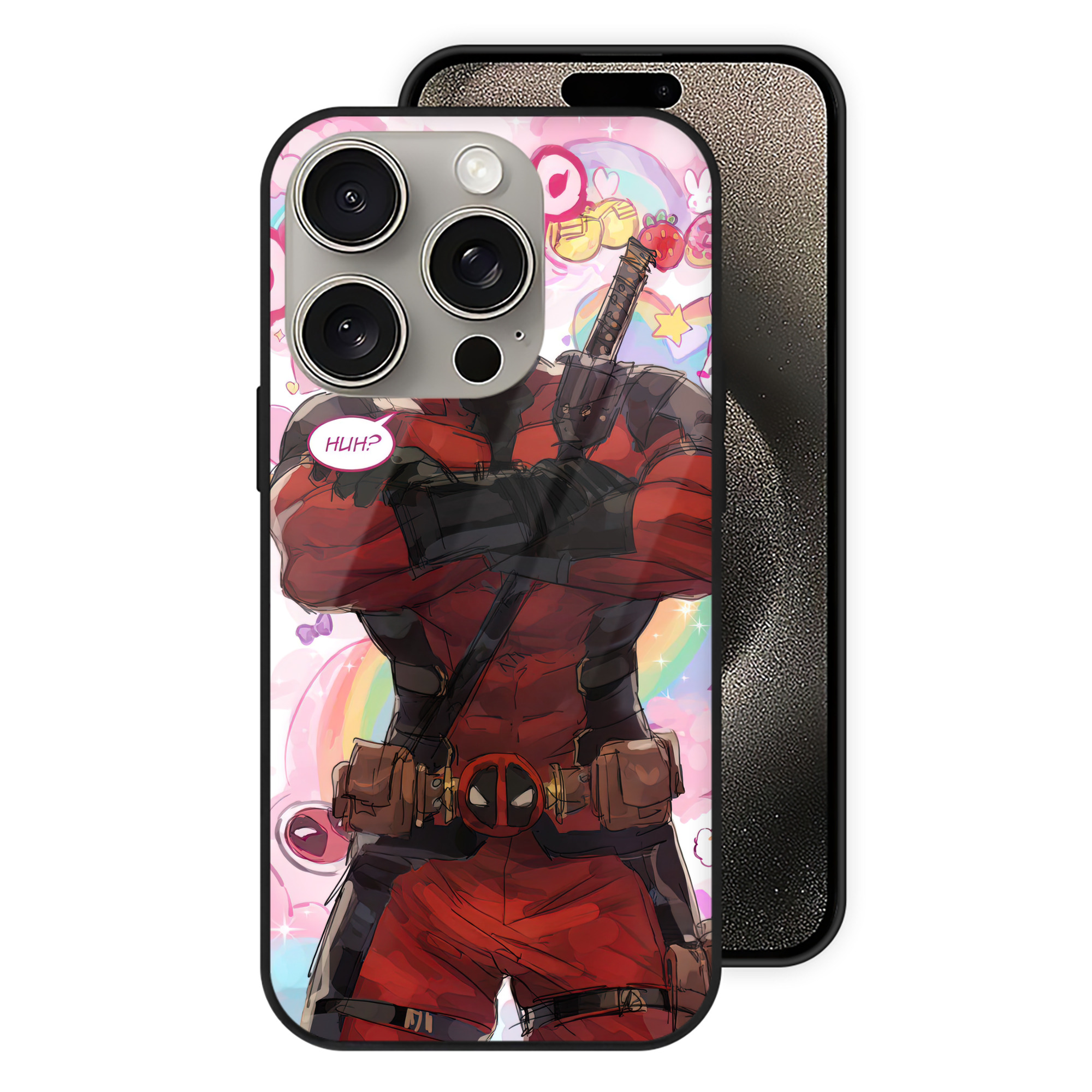 （画像用） Deadpool デッドプール 【iPhone15Pro対応】スマホケース 耐衝撃＆黄変防止 背面ガラス