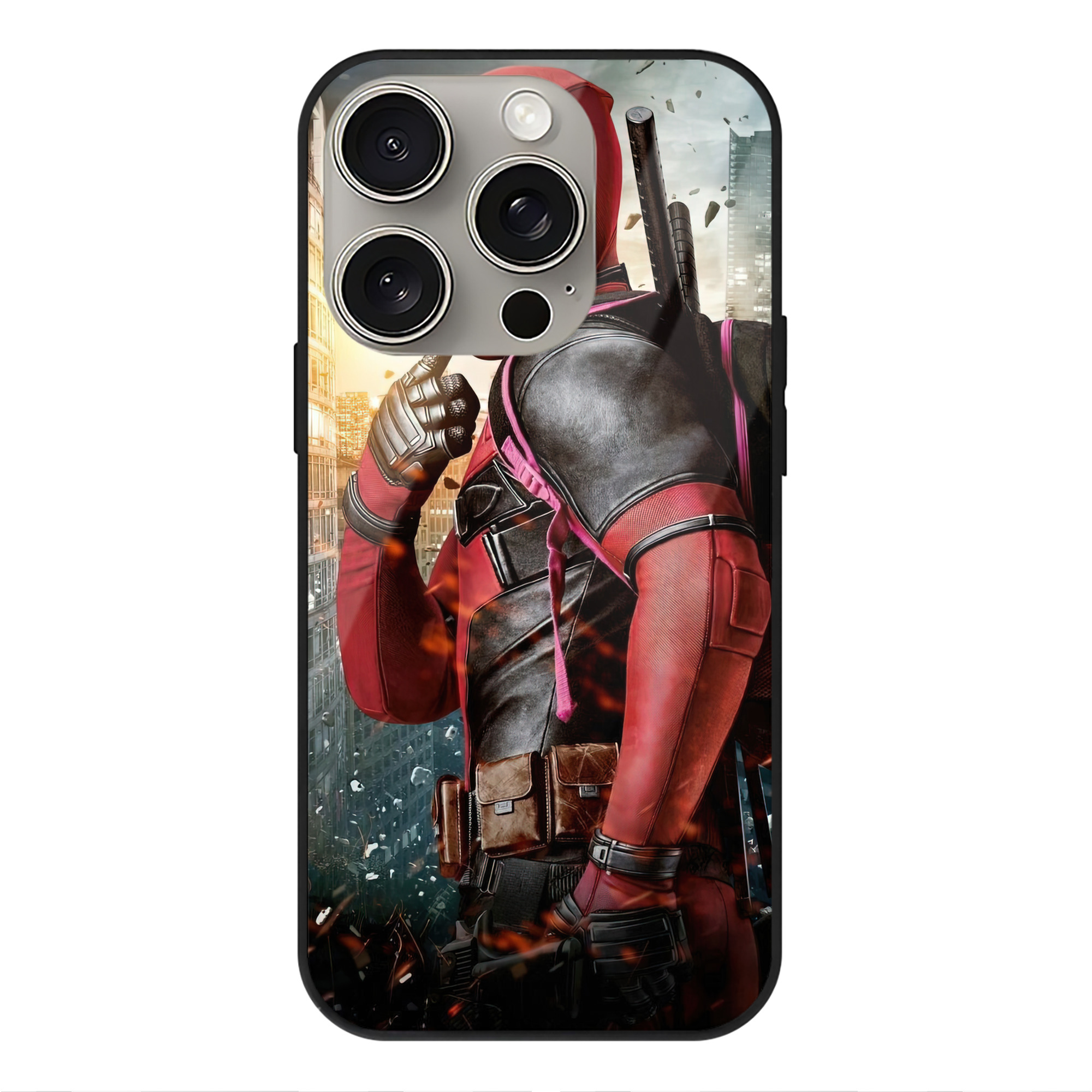 （画像用） Deadpool デッドプール 【iPhone15Pro対応】スマホケース 耐衝撃＆黄変防止 背面ガラス