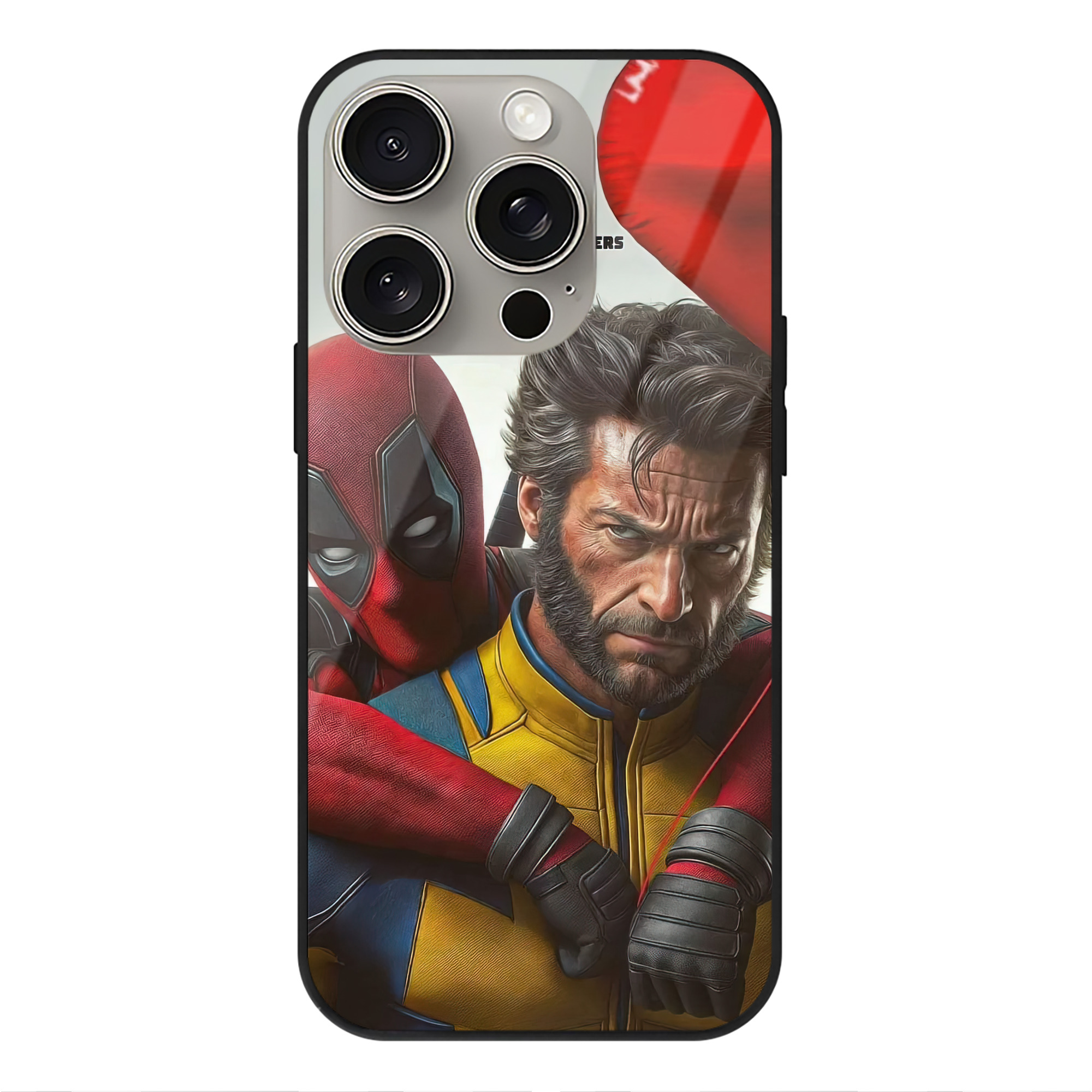 （画像用） Deadpool デッドプール 【iPhone15Pro対応】スマホケース 耐衝撃＆黄変防止 背面ガラス