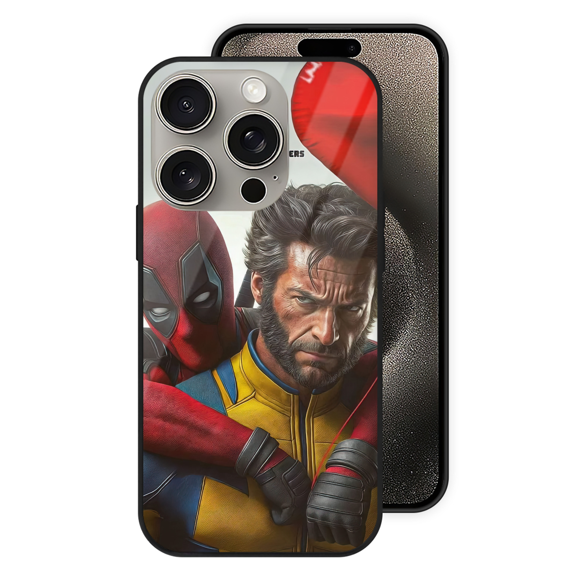 （画像用） Deadpool デッドプール 【iPhone15Pro対応】スマホケース 耐衝撃＆黄変防止 背面ガラス