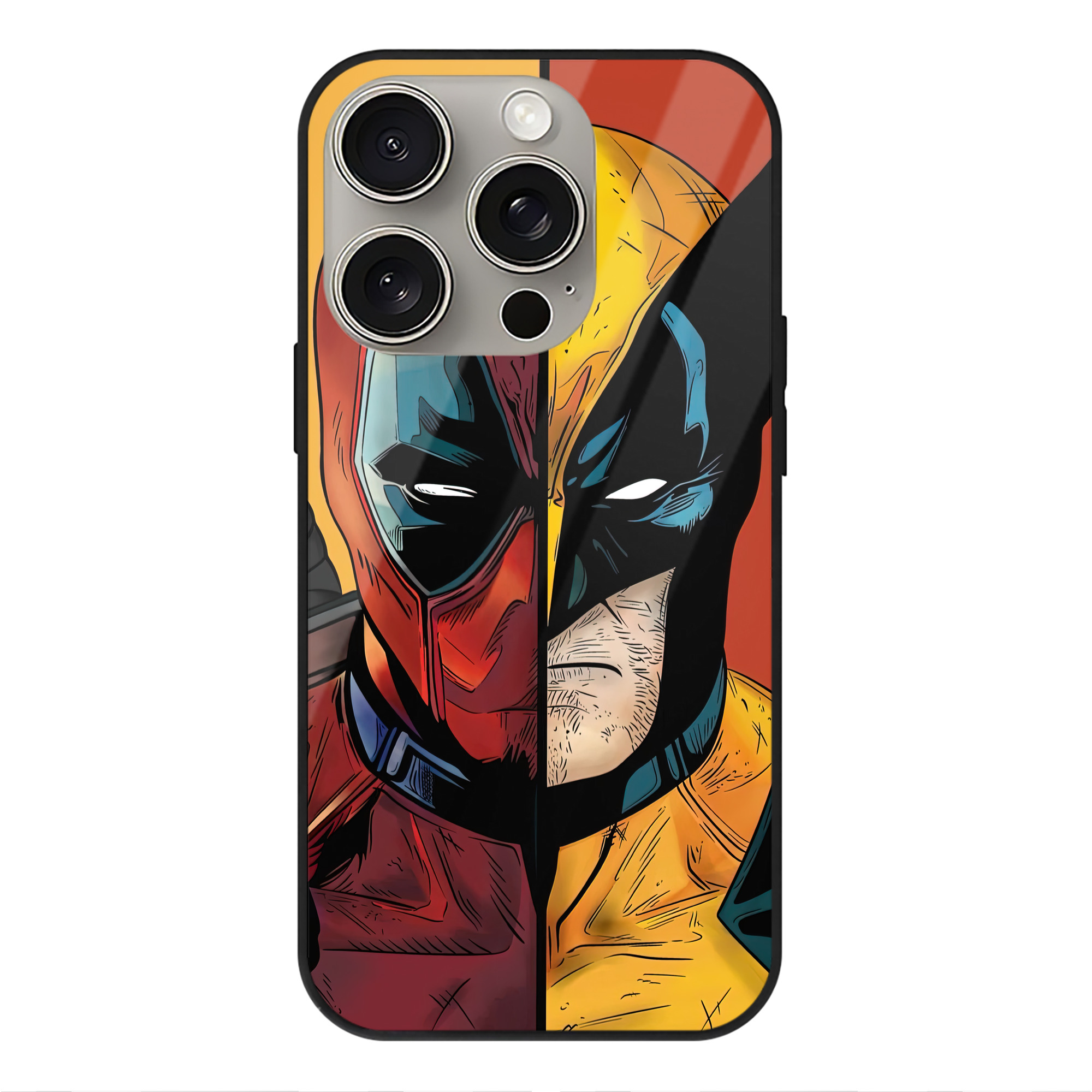 （画像用） Deadpool デッドプール 【iPhone15Pro対応】スマホケース 耐衝撃＆黄変防止 背面ガラス