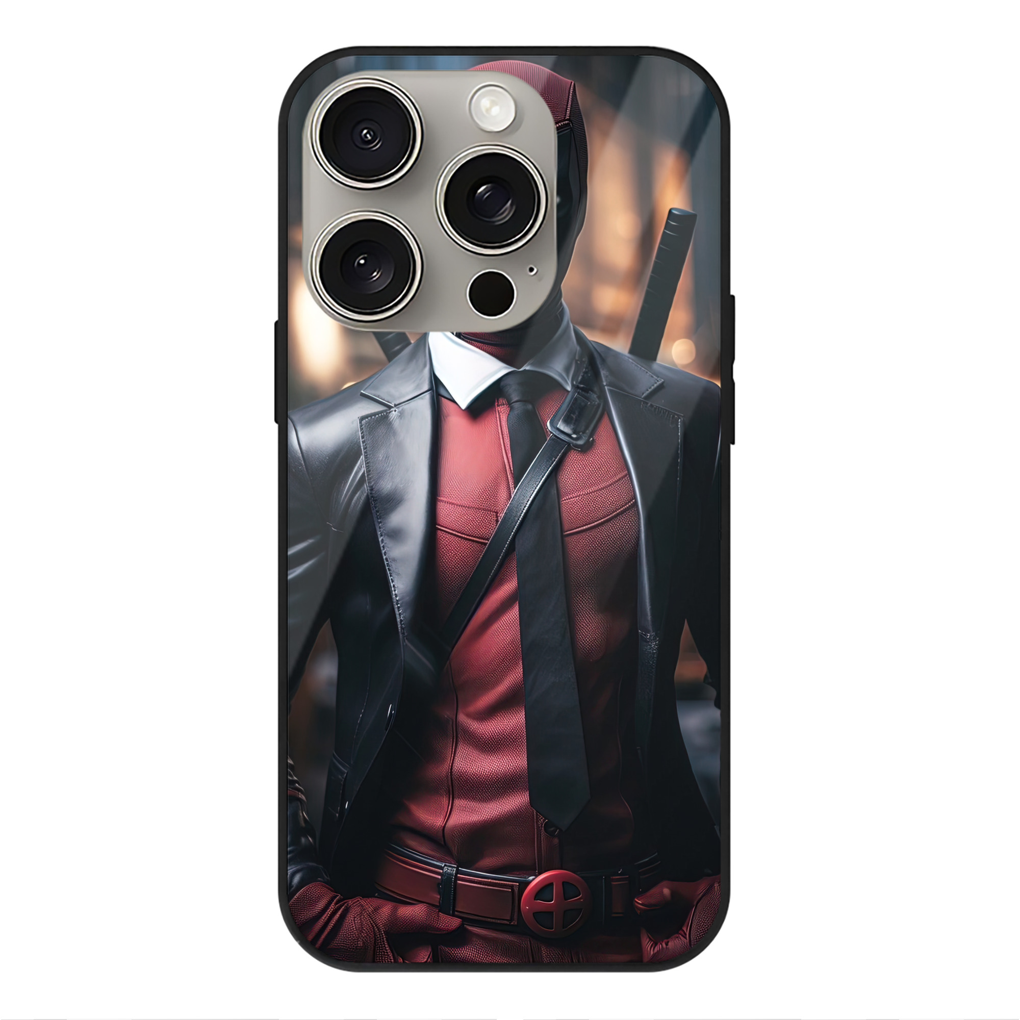 （画像用） Deadpool デッドプール 【iPhone15Pro対応】スマホケース 耐衝撃＆黄変防止 背面ガラス