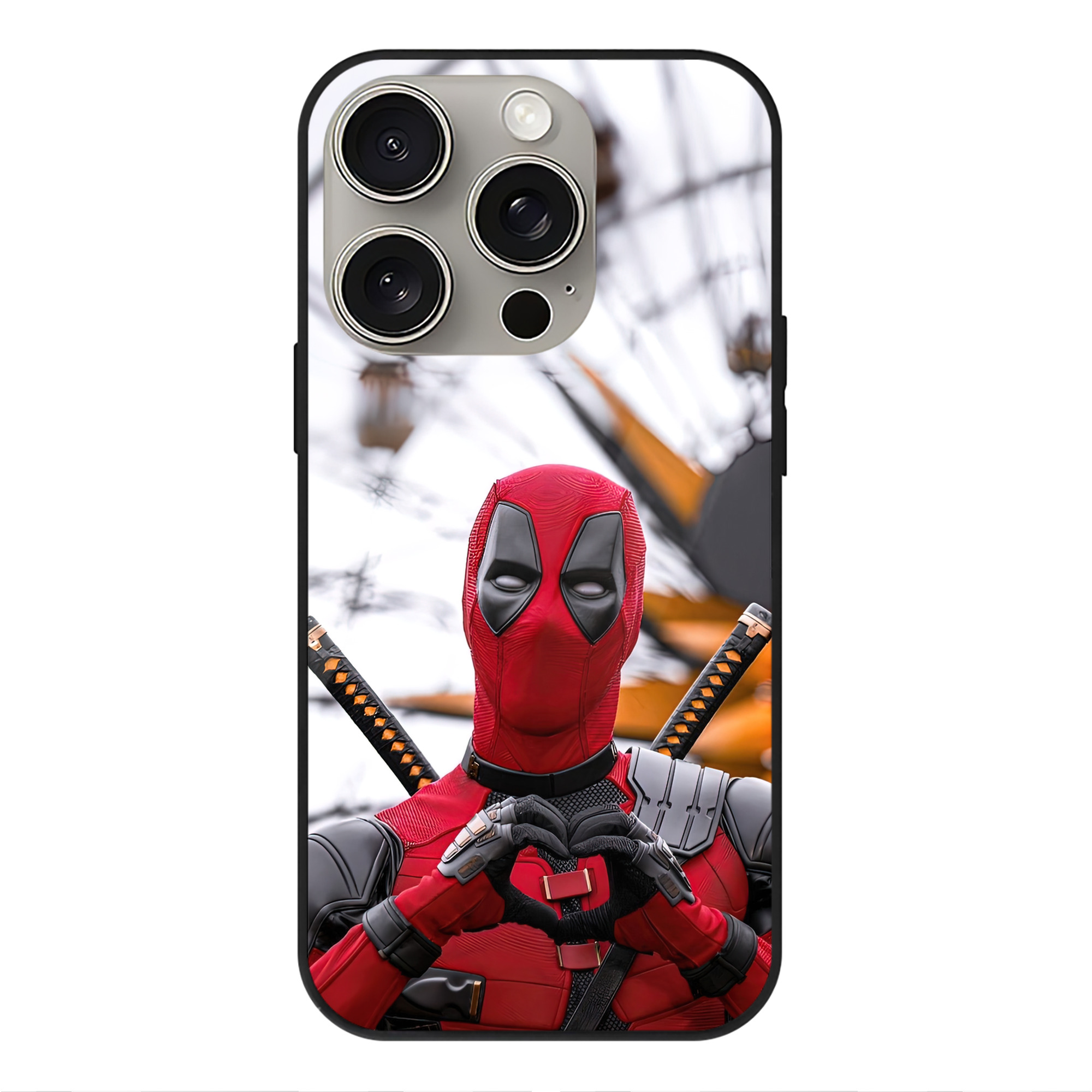 （画像用） Deadpool デッドプール 【iPhone15Pro対応】スマホケース 耐衝撃＆黄変防止 背面ガラス