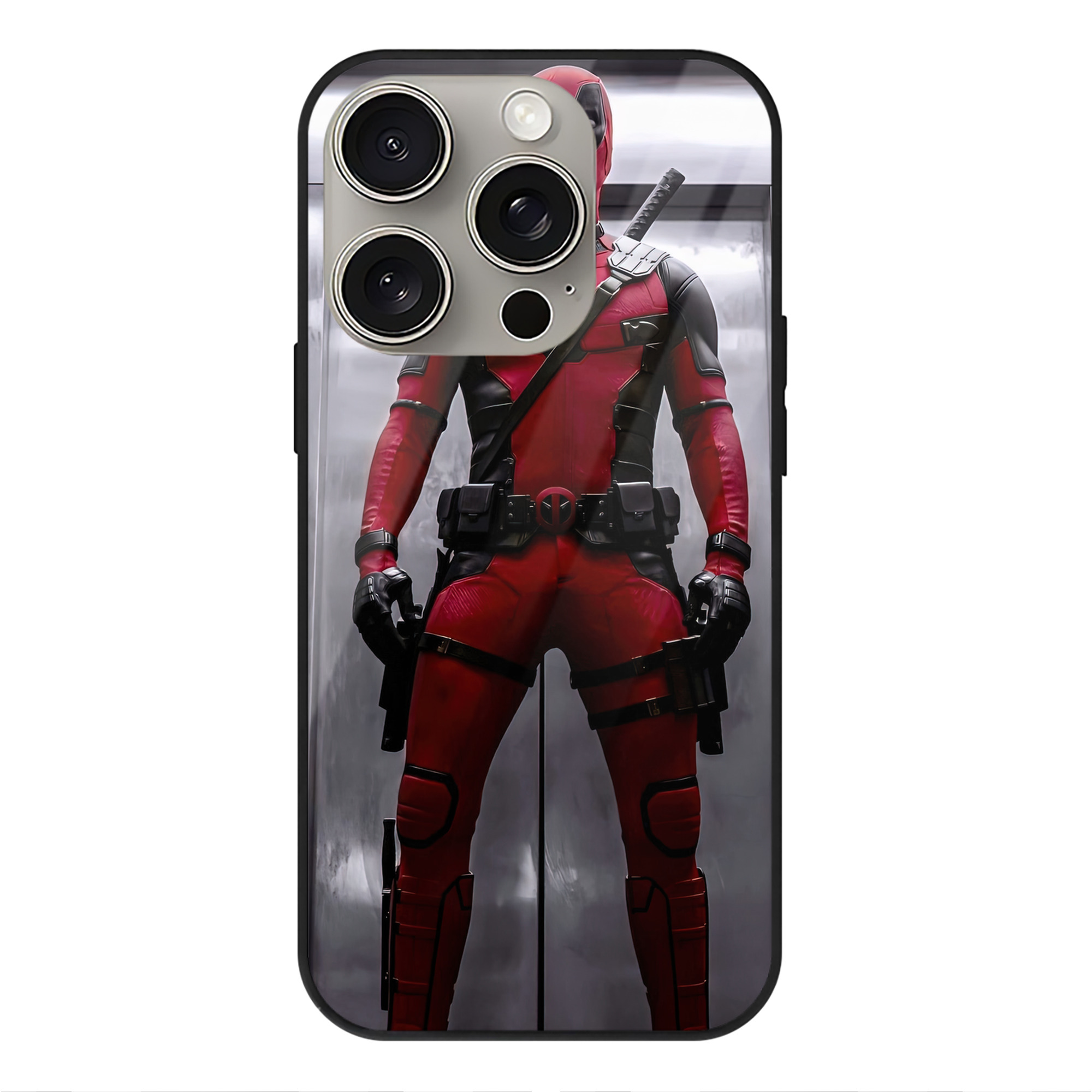 （画像用） Deadpool デッドプール 【iPhone15Pro対応】スマホケース 耐衝撃＆黄変防止 背面ガラス
