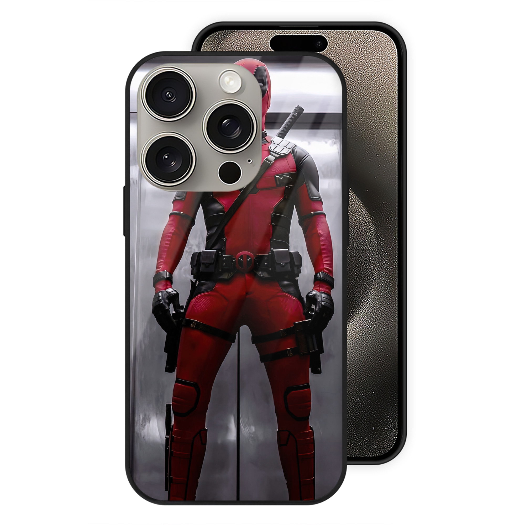 （画像用） Deadpool デッドプール 【iPhone15Pro対応】スマホケース 耐衝撃＆黄変防止 背面ガラス