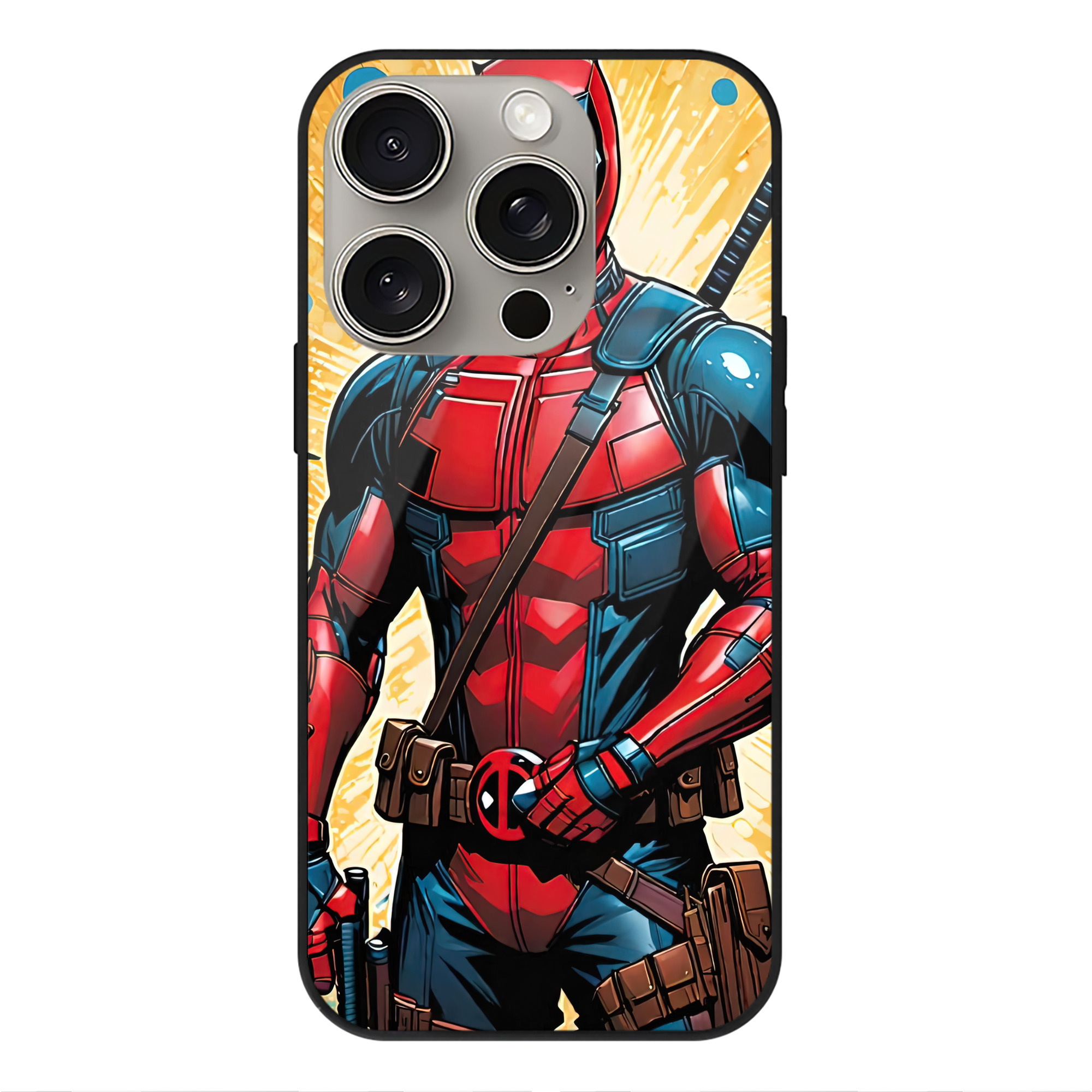 （画像用） Deadpool デッドプール 【iPhone15Pro対応】スマホケース 耐衝撃＆黄変防止 背面ガラス