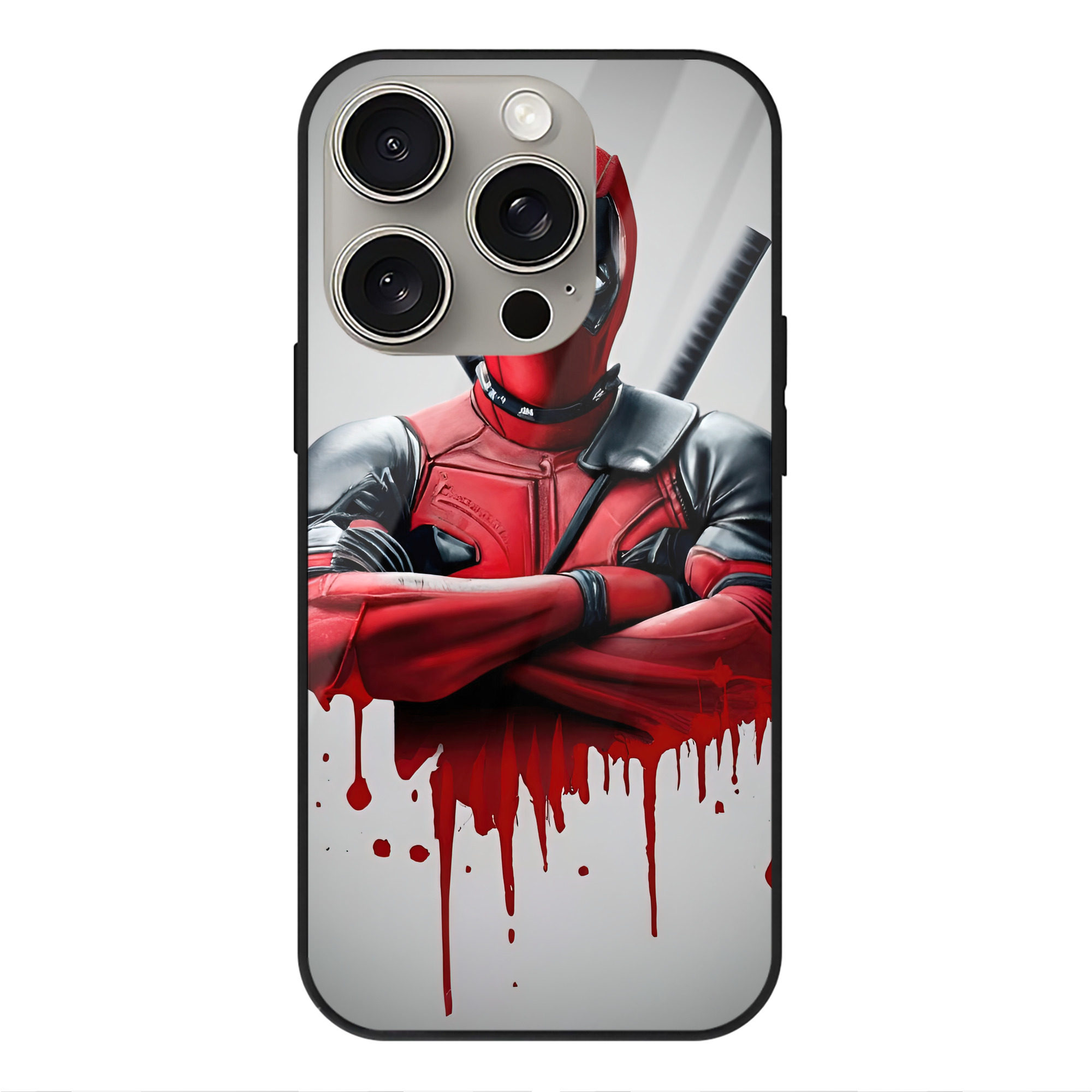 （画像用） Deadpool デッドプール 【iPhone15Pro対応】スマホケース 耐衝撃＆黄変防止 背面ガラス