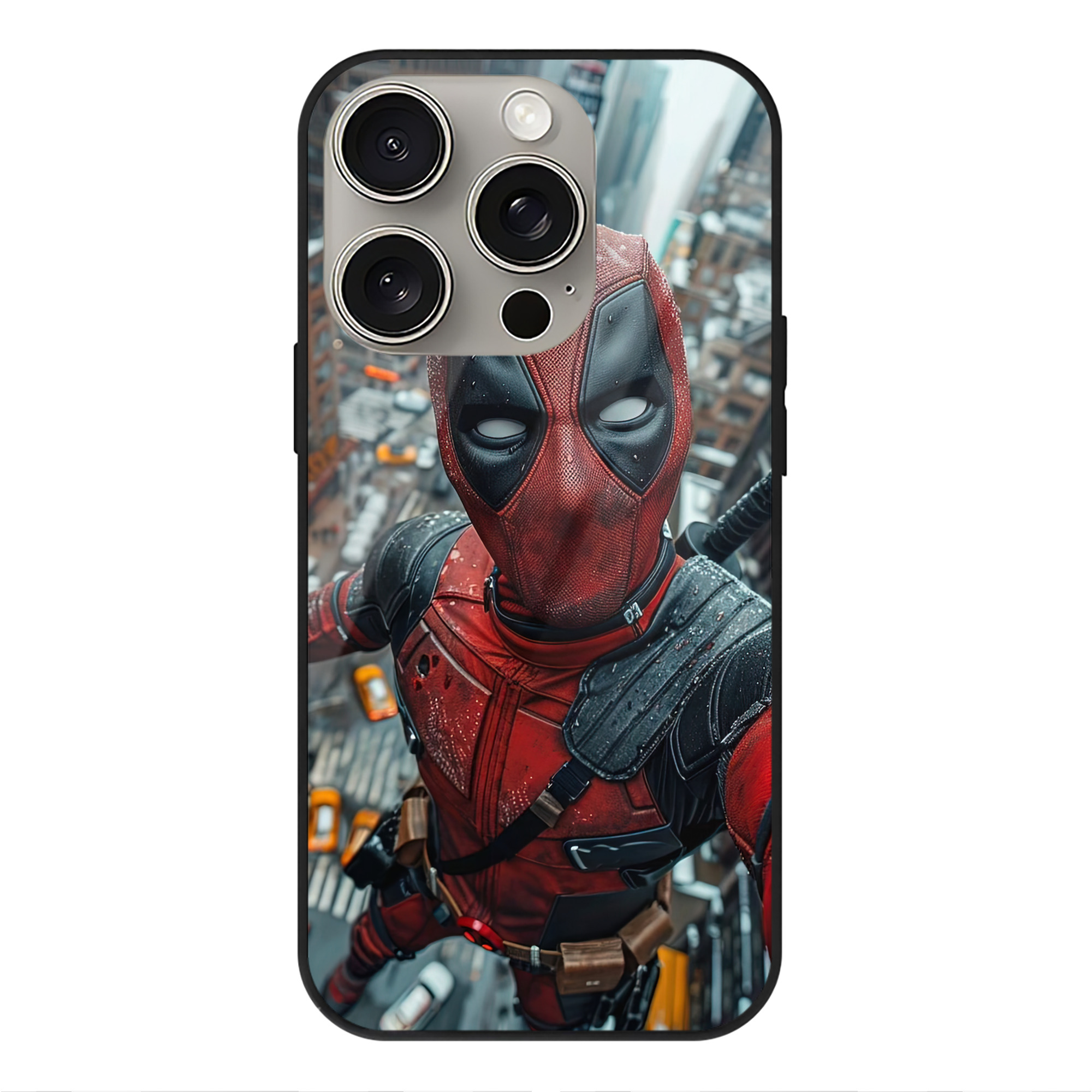 （画像用） Deadpool デッドプール 【iPhone15Pro対応】スマホケース 耐衝撃＆黄変防止 背面ガラス