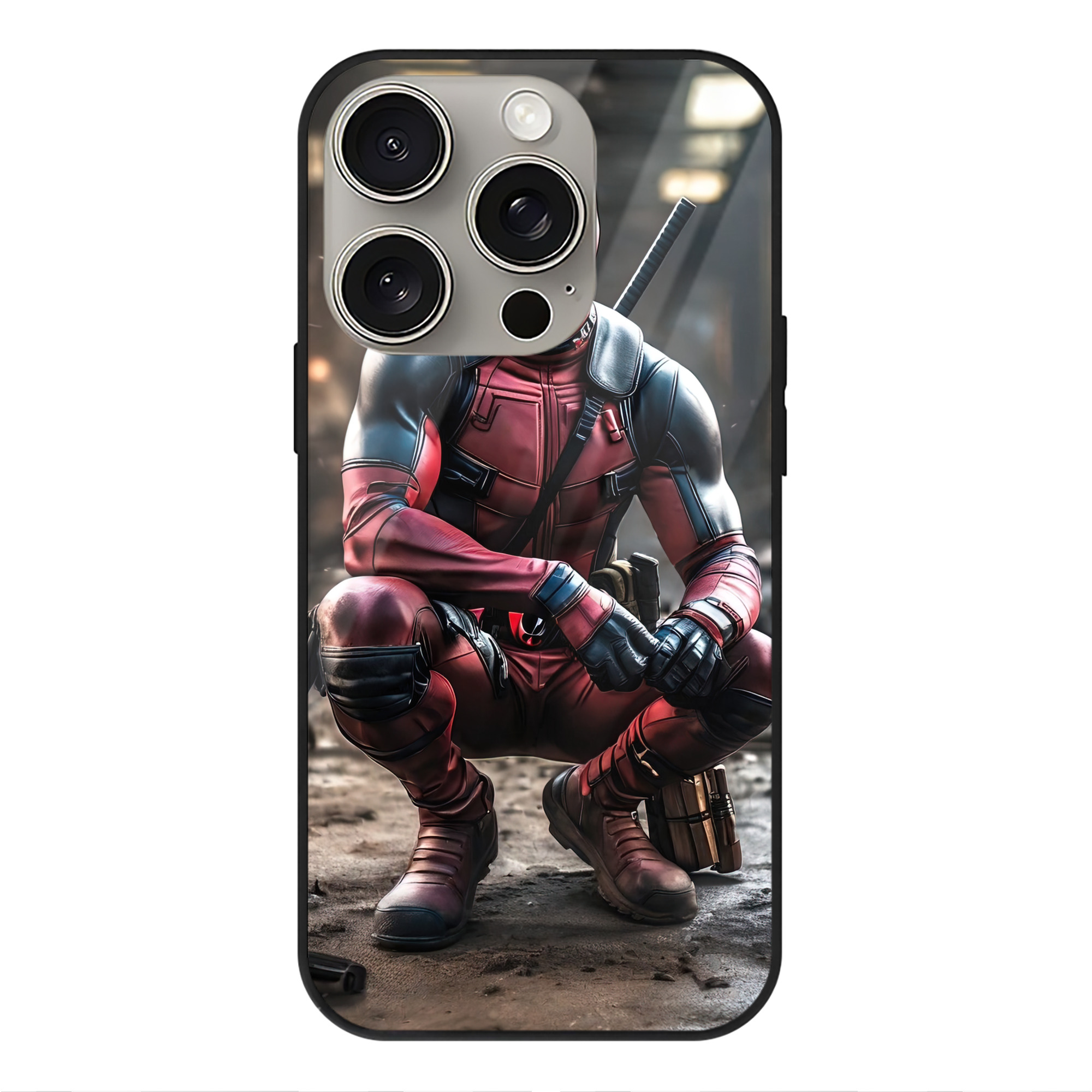 （画像用） Deadpool デッドプール 【iPhone15Pro対応】スマホケース 耐衝撃＆黄変防止 背面ガラス