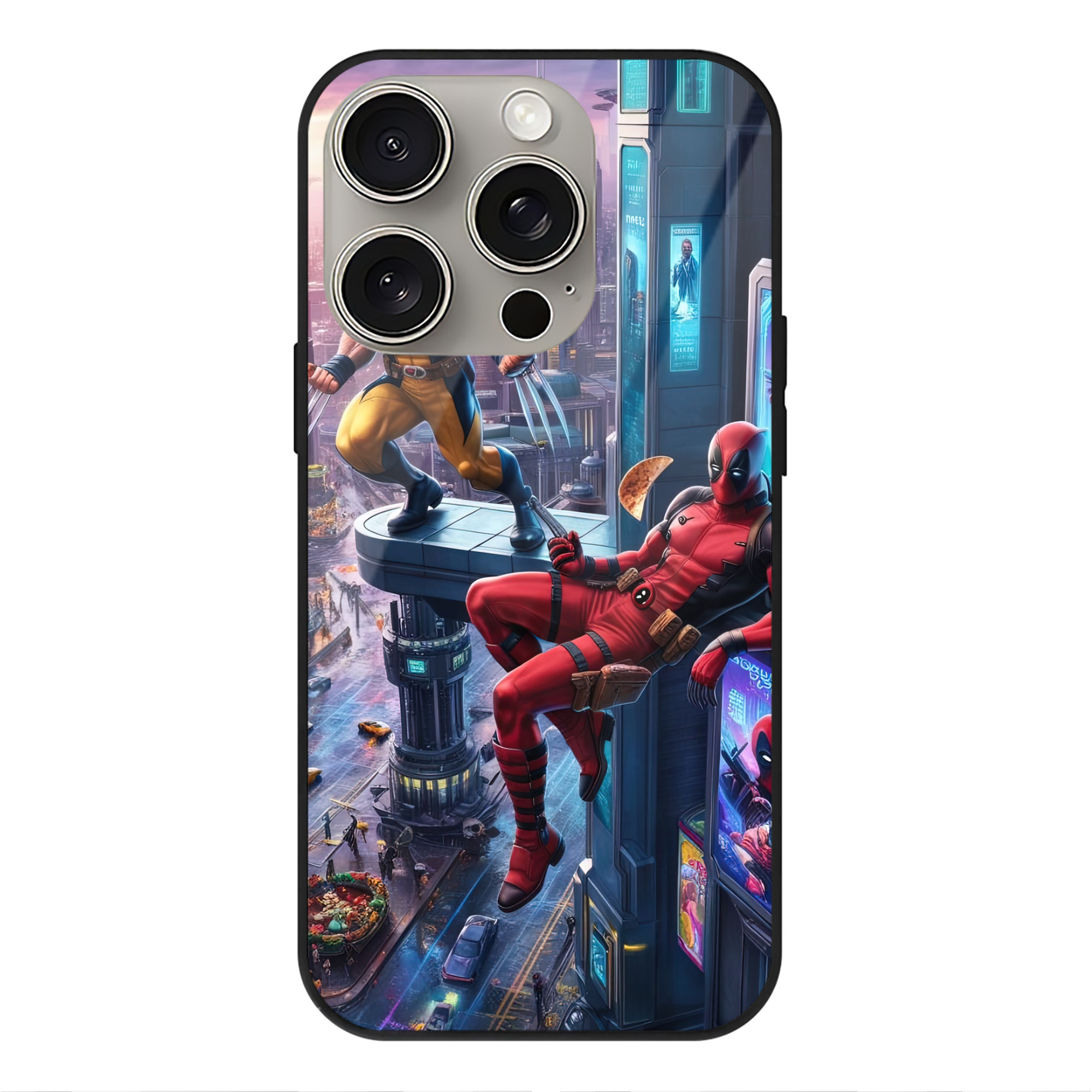 （画像用） Deadpool デッドプール 【iPhone15Pro対応】スマホケース 耐衝撃＆黄変防止 背面ガラス