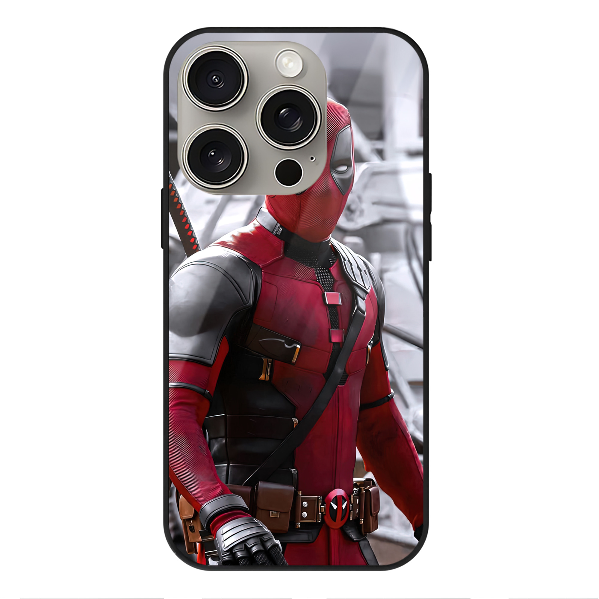 （画像用） Deadpool デッドプール 【iPhone15Pro対応】スマホケース 耐衝撃＆黄変防止 背面ガラス