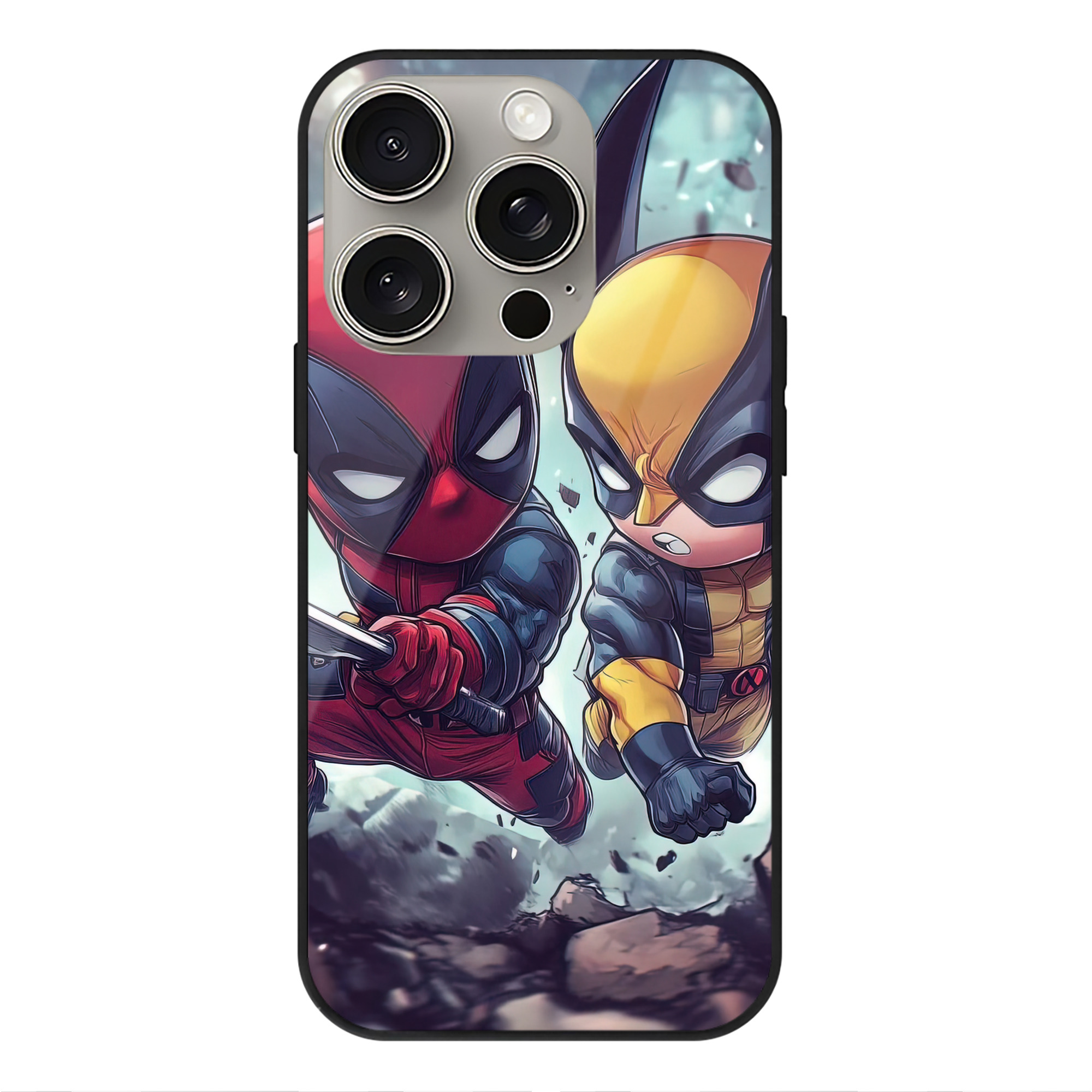 （画像用） Deadpool デッドプール 【iPhone15Pro対応】スマホケース 耐衝撃＆黄変防止 背面ガラス