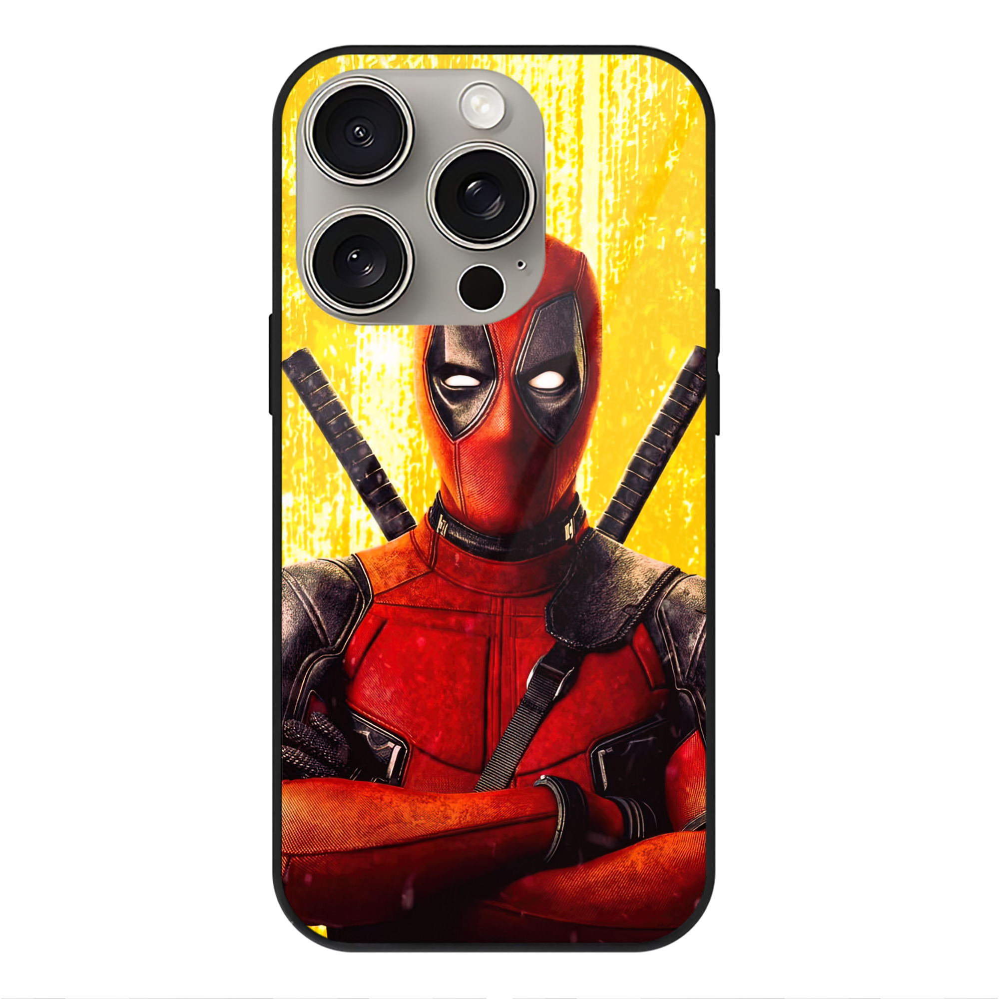 （画像用） Deadpool デッドプール 【iPhone15Pro対応】スマホケース 耐衝撃＆黄変防止 背面ガラス