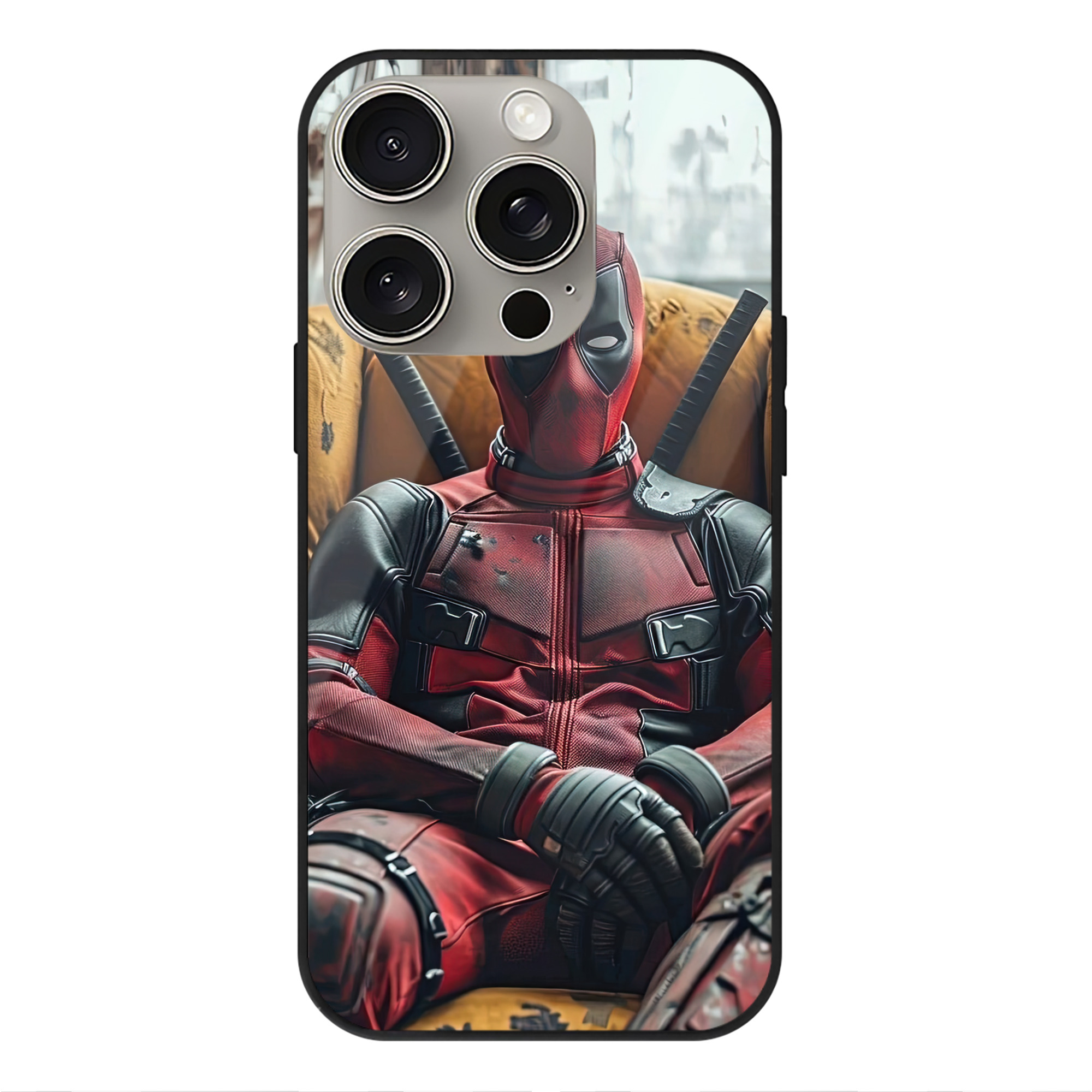 （画像用） Deadpool デッドプール 【iPhone15Pro対応】スマホケース 耐衝撃＆黄変防止 背面ガラス