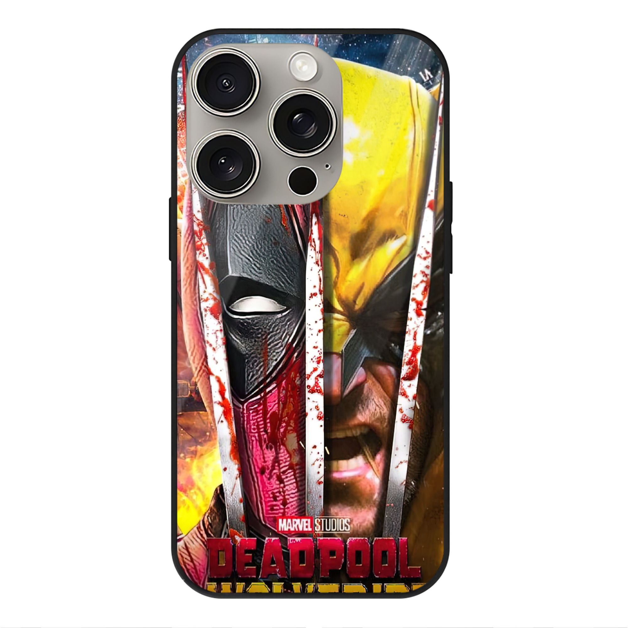 （画像用） Deadpool デッドプール 【iPhone15Pro対応】スマホケース 耐衝撃＆黄変防止 背面ガラス