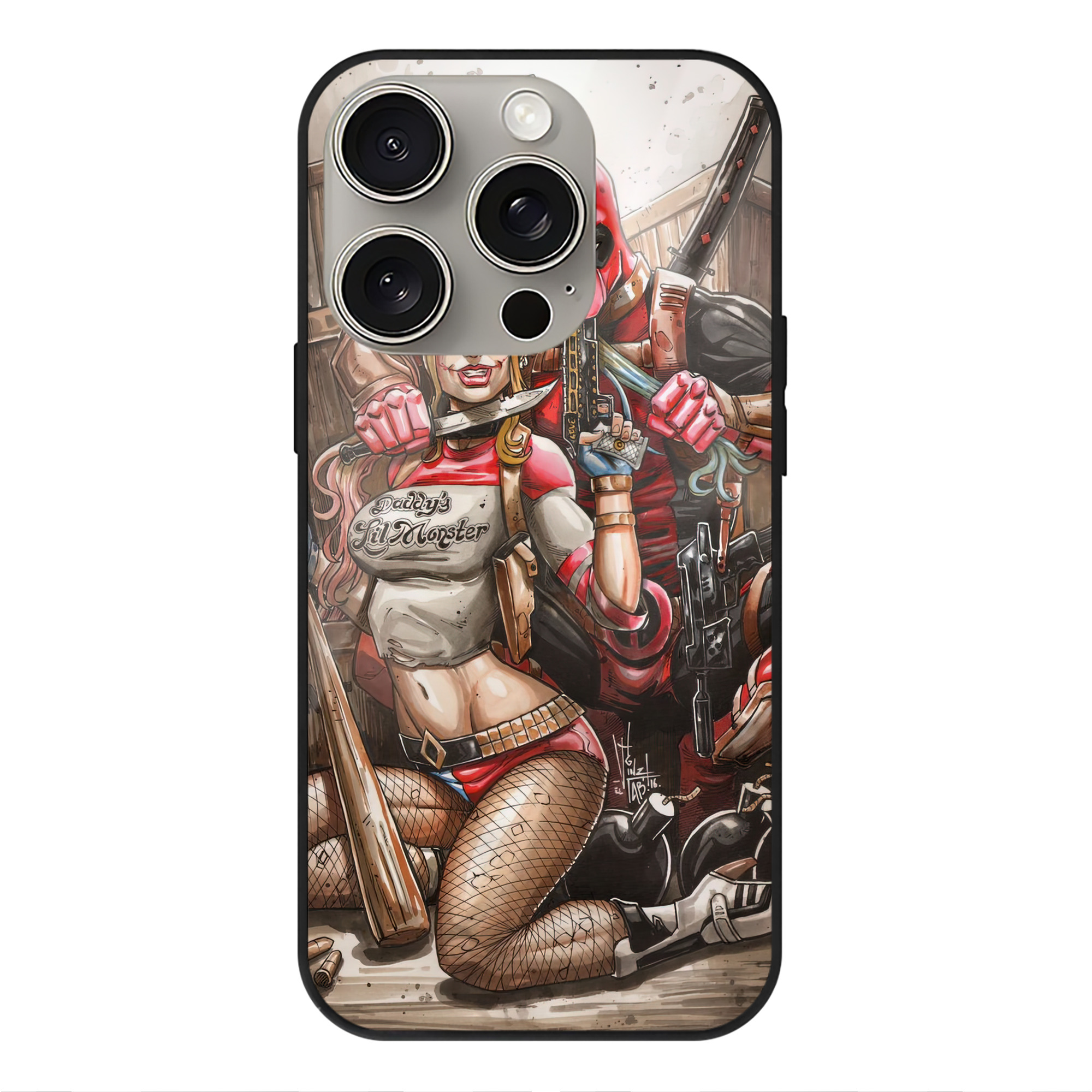 （画像用） Deadpool デッドプール 【iPhone15Pro対応】スマホケース 耐衝撃＆黄変防止 背面ガラス