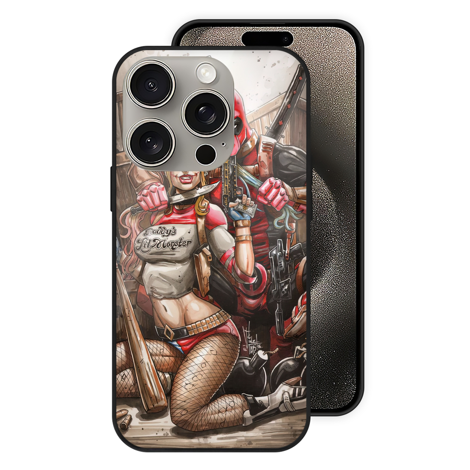 （画像用） Deadpool デッドプール 【iPhone15Pro対応】スマホケース 耐衝撃＆黄変防止 背面ガラス