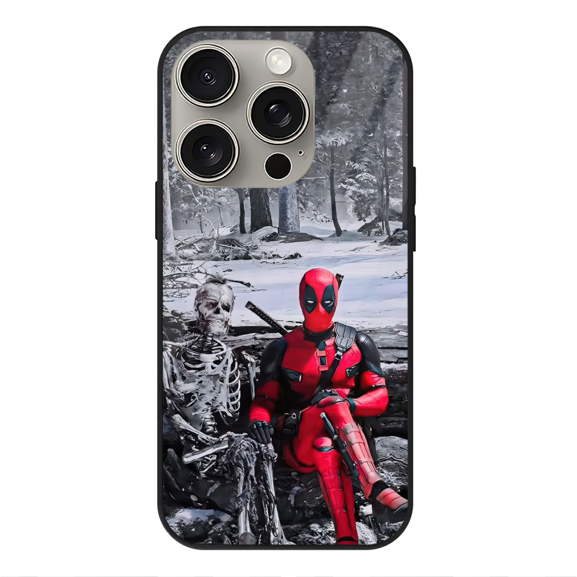 （画像用） Deadpool デッドプール 【iPhone15Pro対応】スマホケース 耐衝撃＆黄変防止 背面ガラス