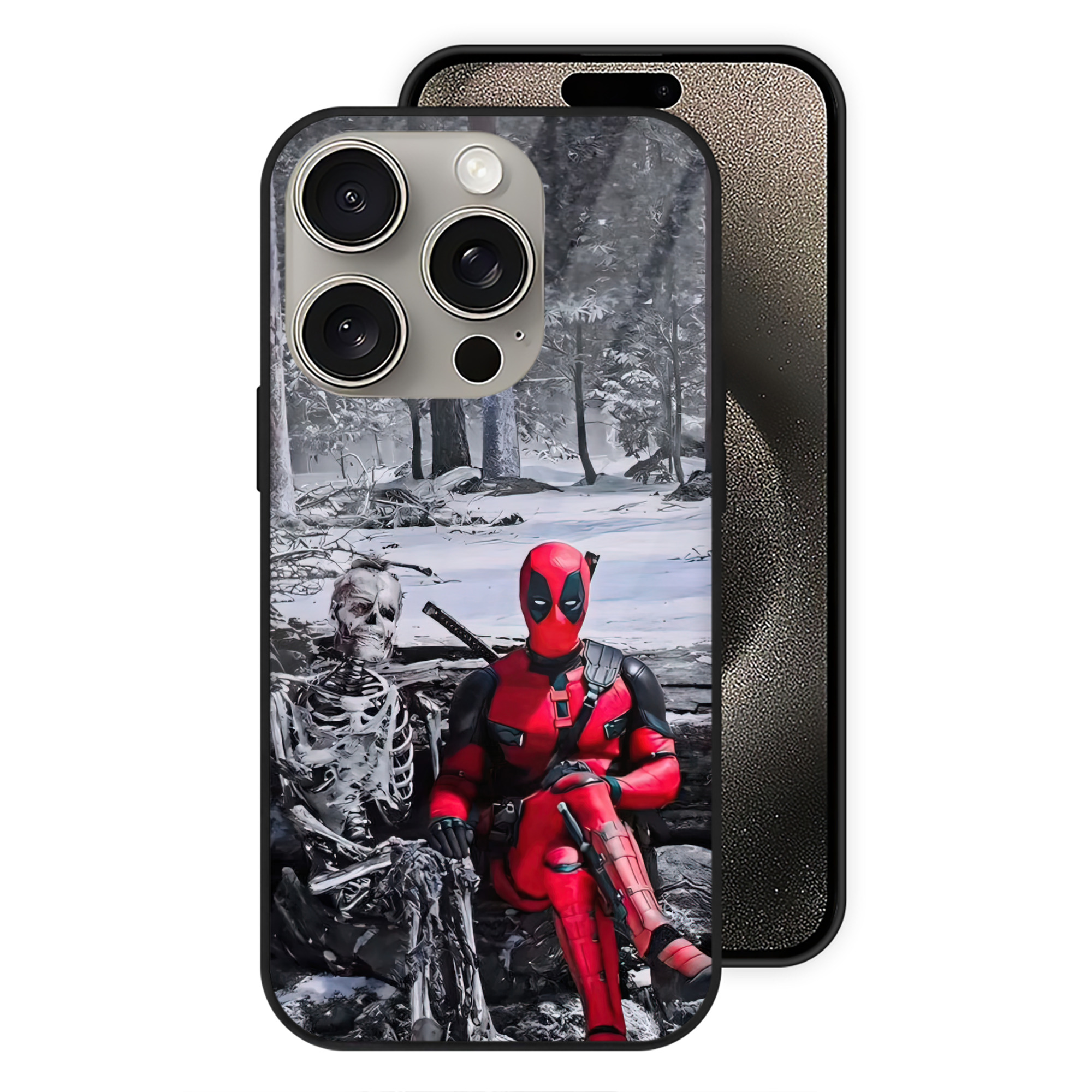 （画像用） Deadpool デッドプール 【iPhone15Pro対応】スマホケース 耐衝撃＆黄変防止 背面ガラス
