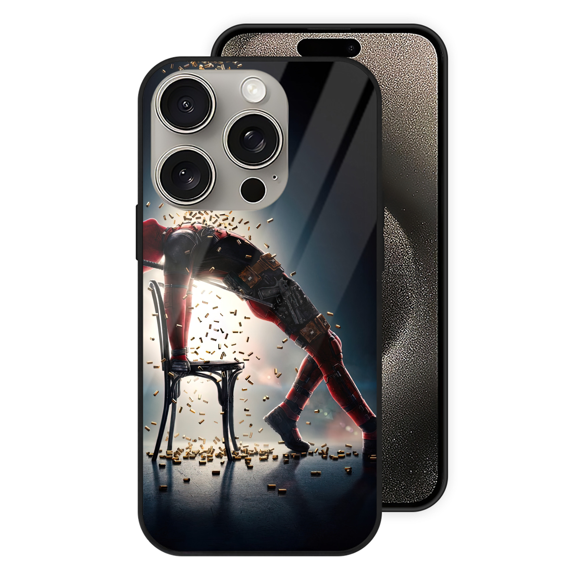 （画像用） Deadpool デッドプール 【iPhone15Pro対応】スマホケース 耐衝撃＆黄変防止 背面ガラス