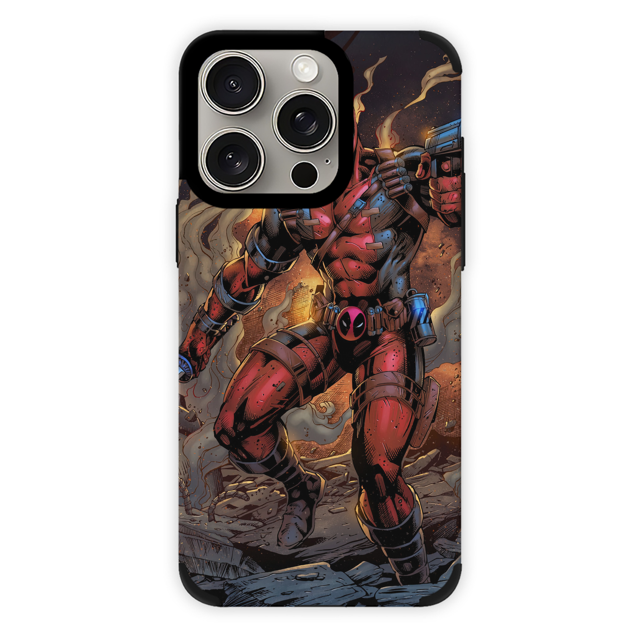 （画像用） Deadpool デッドプール 【iPhone15ProMax対応】 PUレザー スマホケース 耐衝撃＆黄変防止