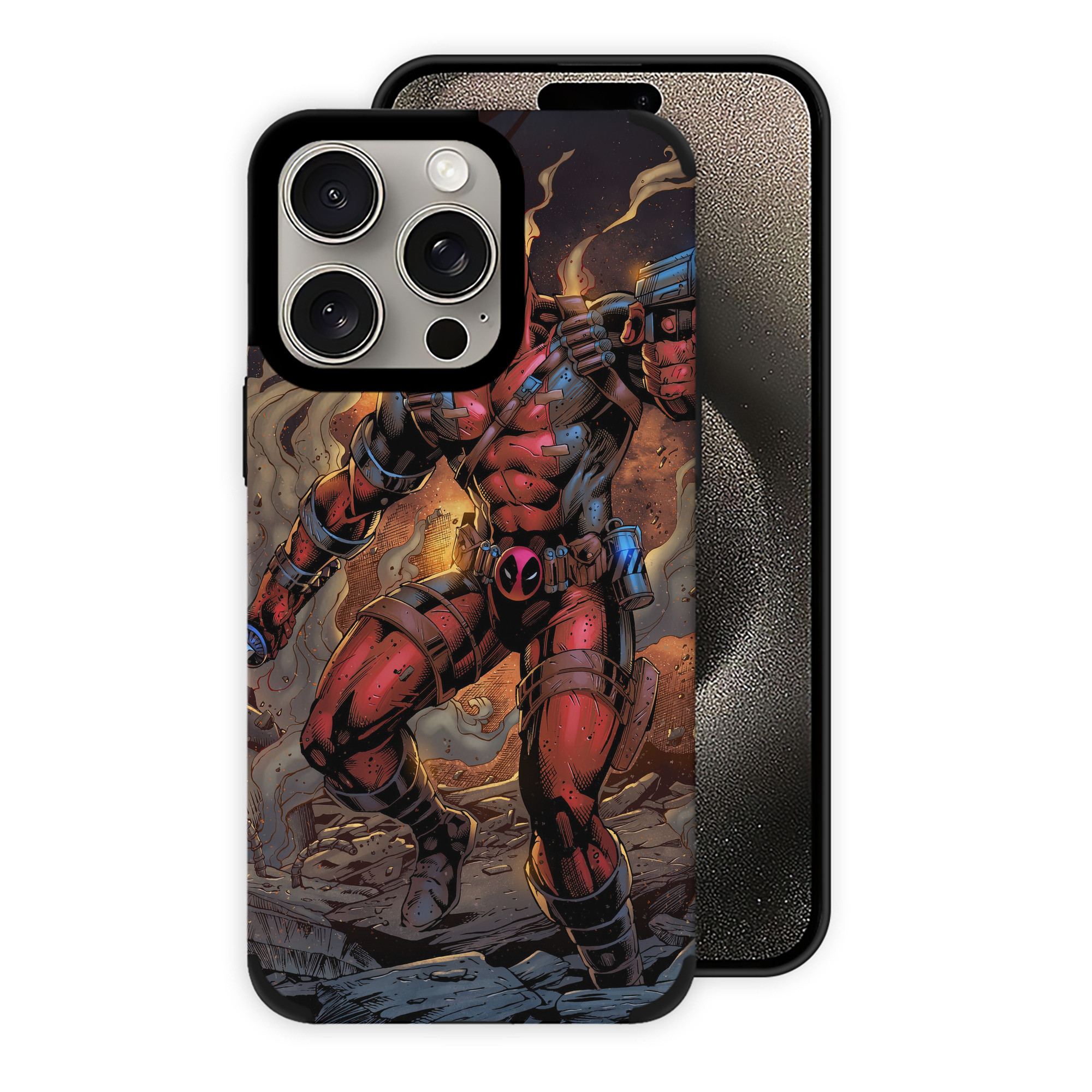 （画像用） Deadpool デッドプール 【iPhone15ProMax対応】 PUレザー スマホケース 耐衝撃＆黄変防止