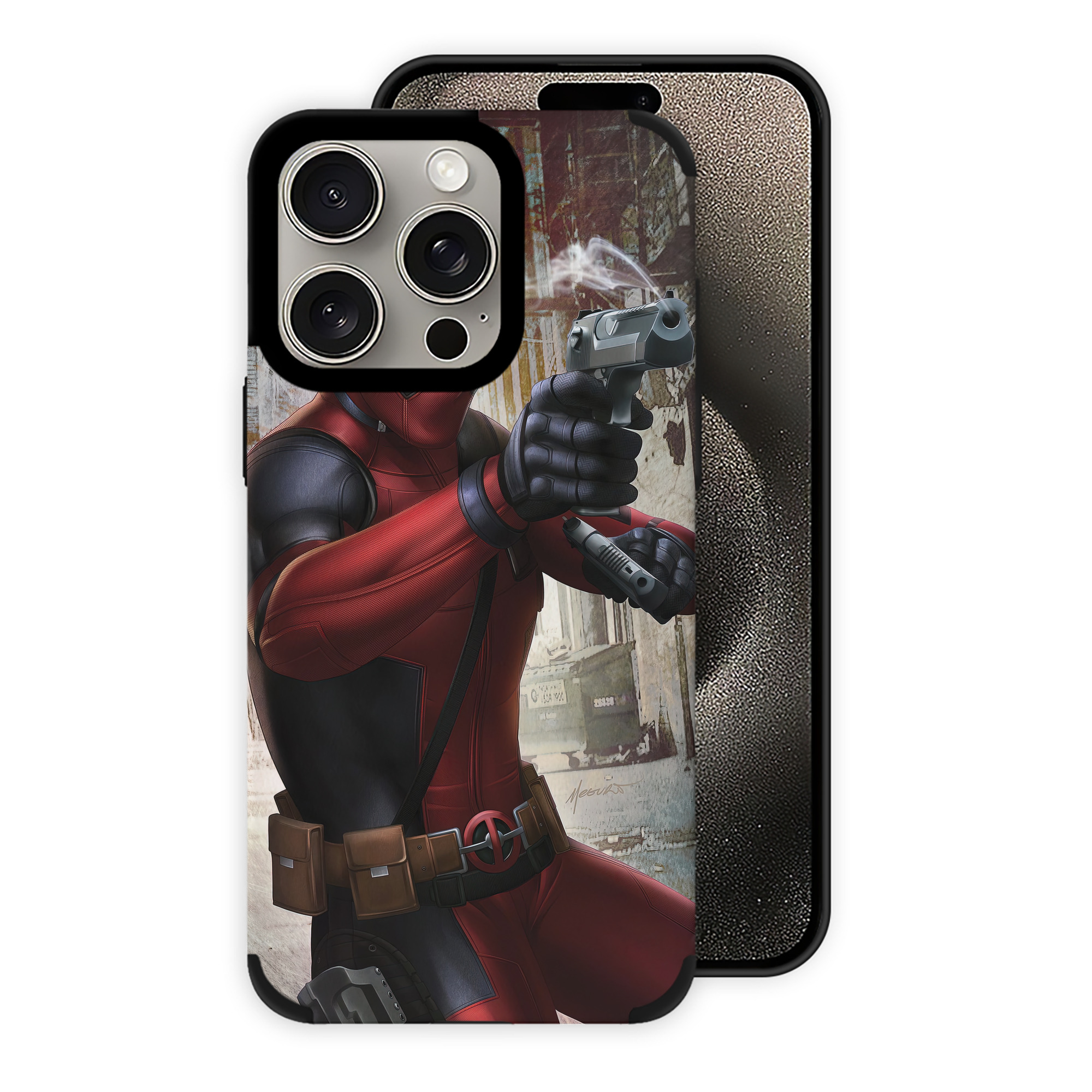 （画像用） Deadpool デッドプール 【iPhone15ProMax対応】 PUレザー スマホケース 耐衝撃＆黄変防止