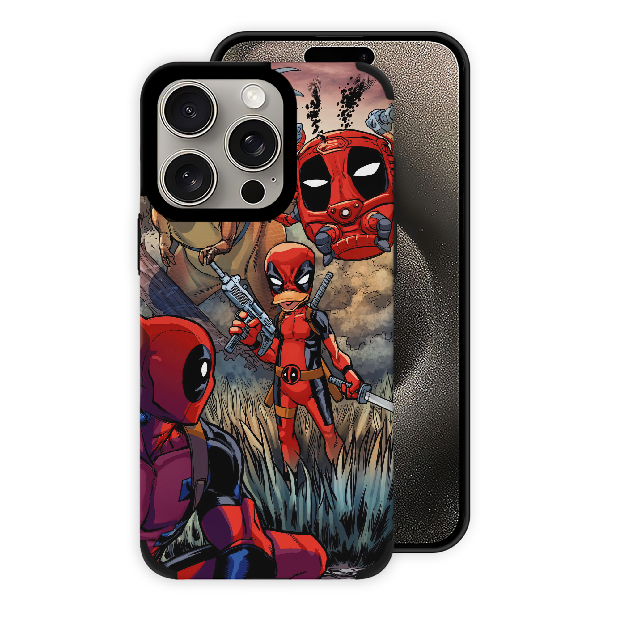 （画像用） Deadpool デッドプール 【iPhone15ProMax対応】 PUレザー スマホケース 耐衝撃＆黄変防止