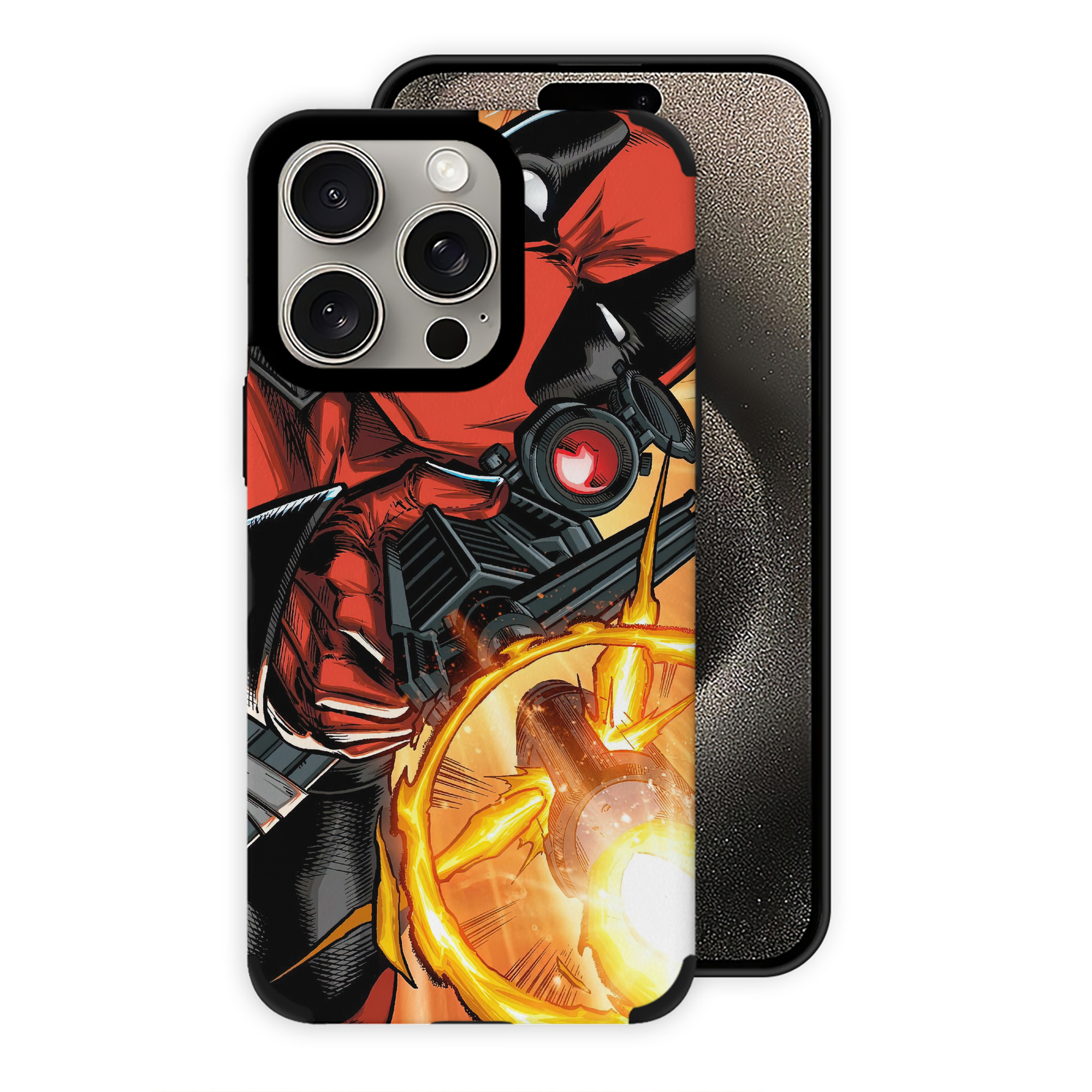 （画像用） Deadpool デッドプール 【iPhone15ProMax対応】 PUレザー スマホケース 耐衝撃＆黄変防止