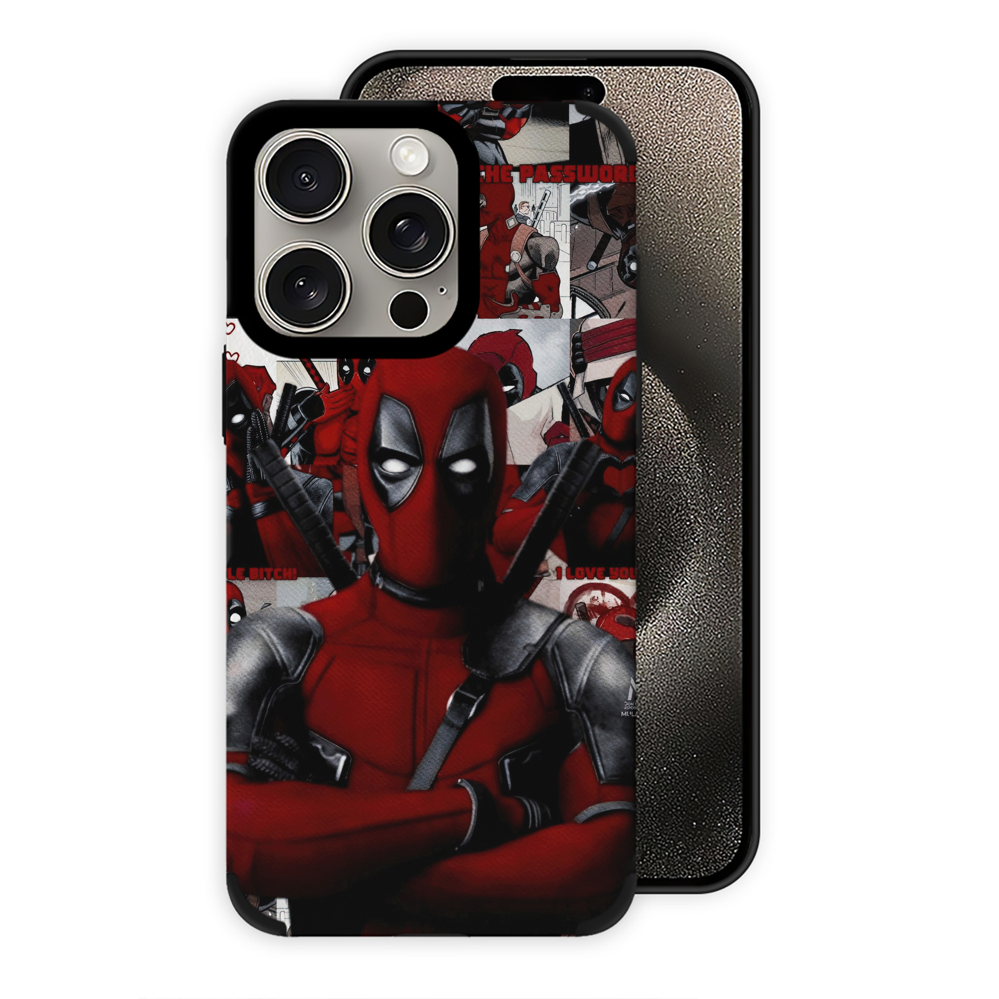 （画像用） Deadpool デッドプール 【iPhone15ProMax対応】 PUレザー スマホケース 耐衝撃＆黄変防止